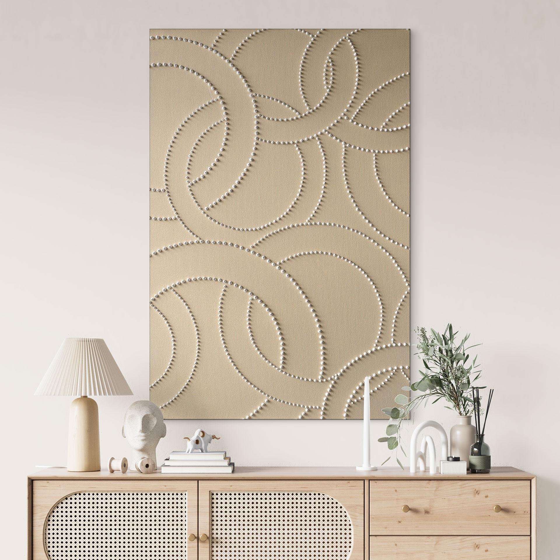 Billede Abstrakte ringe beige - Grande – print på aluminium (Alu-Dibond)