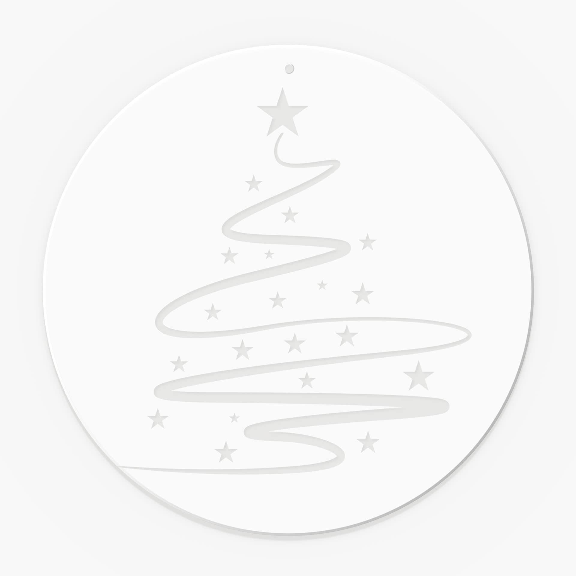 Acrylglas afbeelding, raamafbeelding kerstboom om op te hangen Line Art - rond