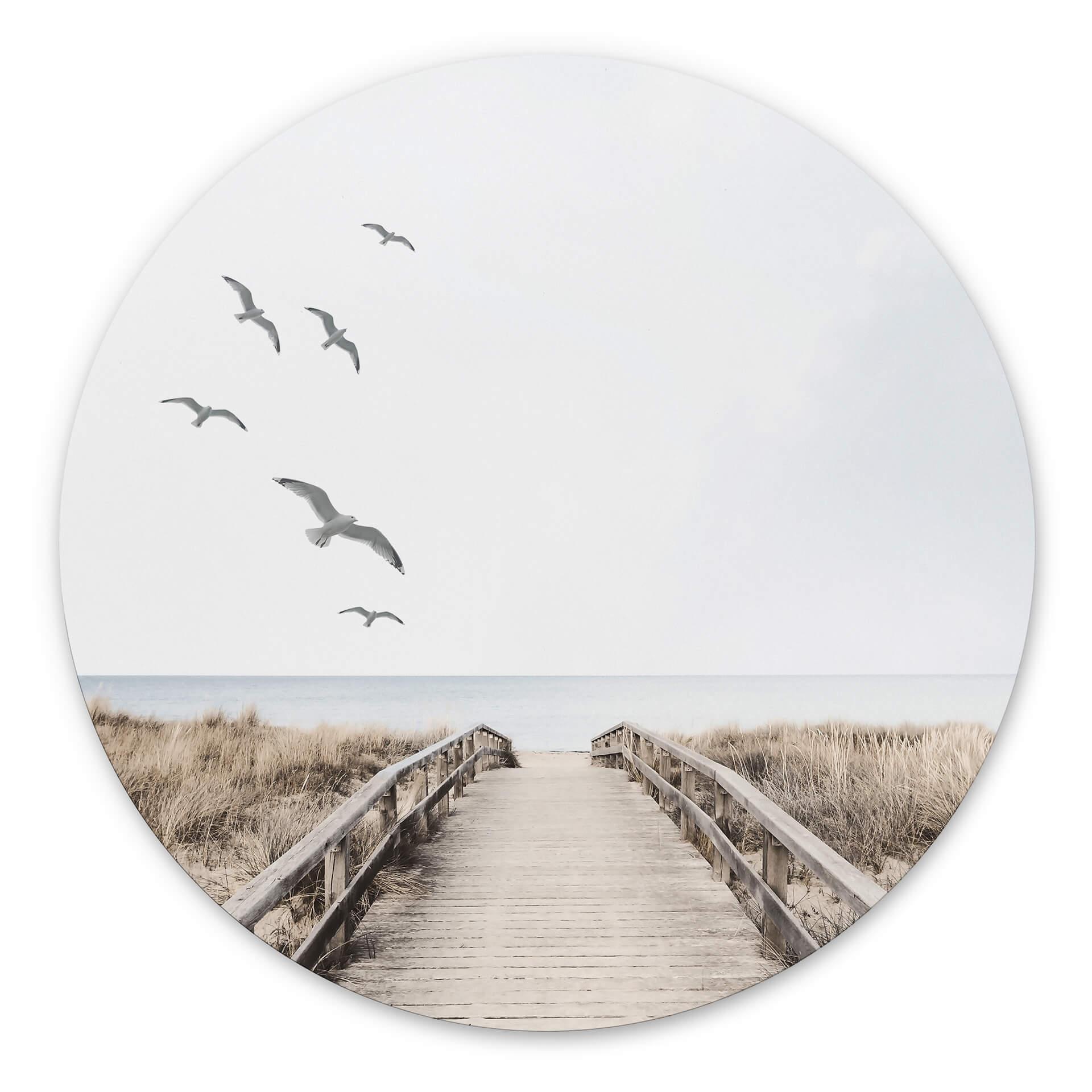 Tableau sur alu-Dibond rond Vue sur la mer Baltique
