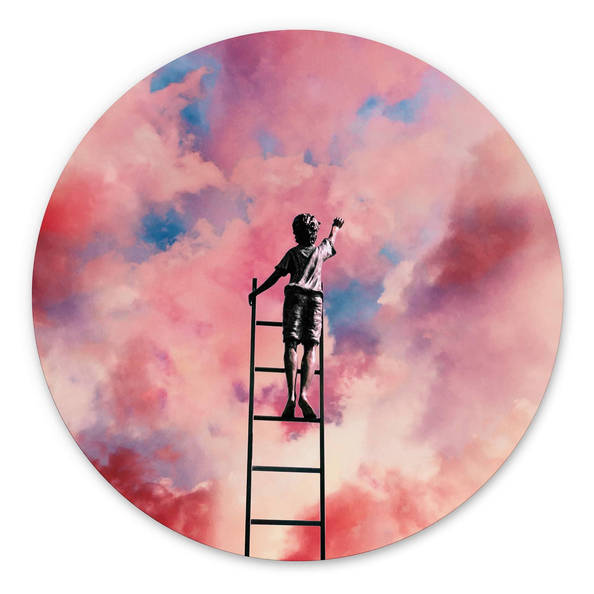 Vægcirkel Taudalpoi - Painting Clouds – print på aluminium (Alu-Dibond)