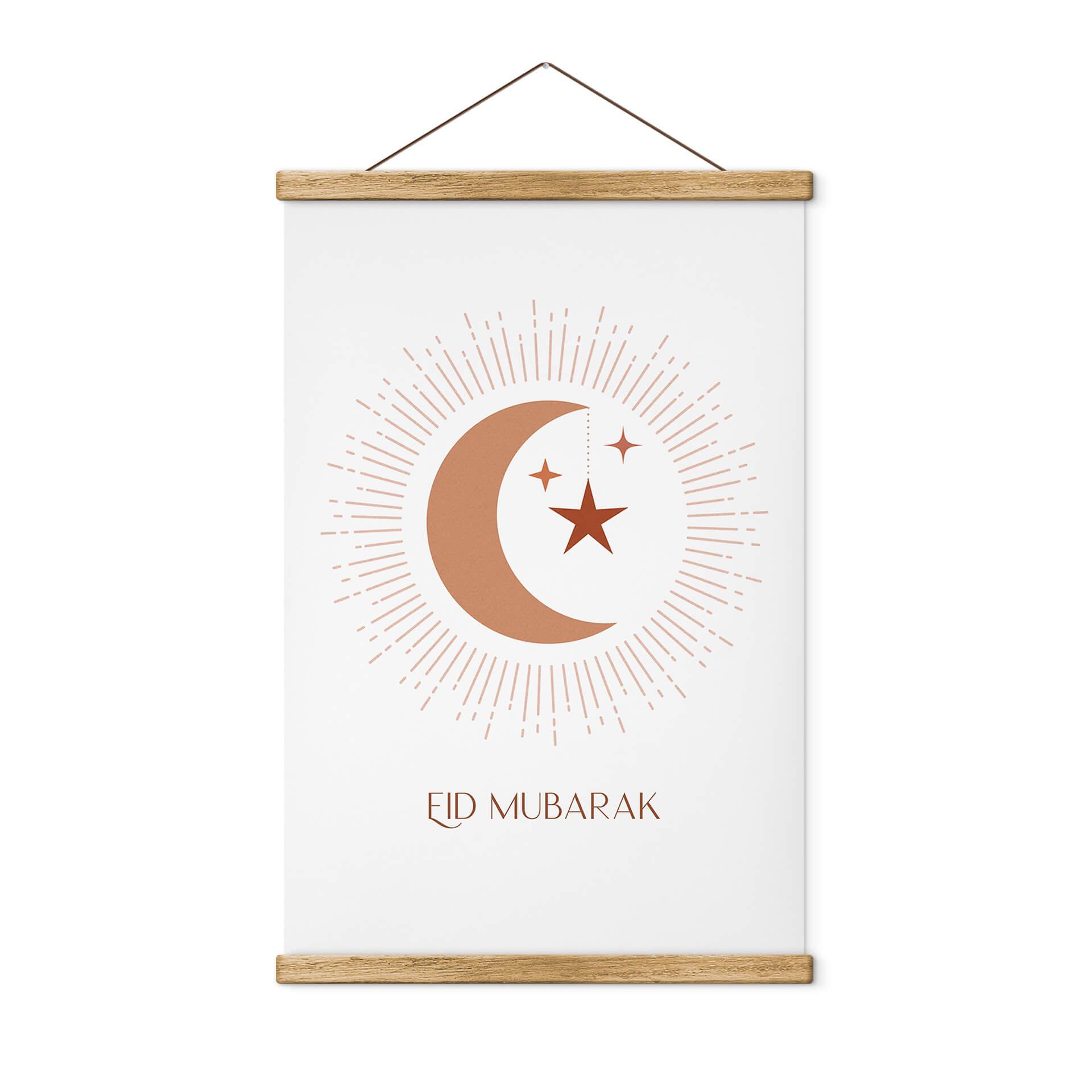 Tekstil plakat Eid Mubarak halvmåne