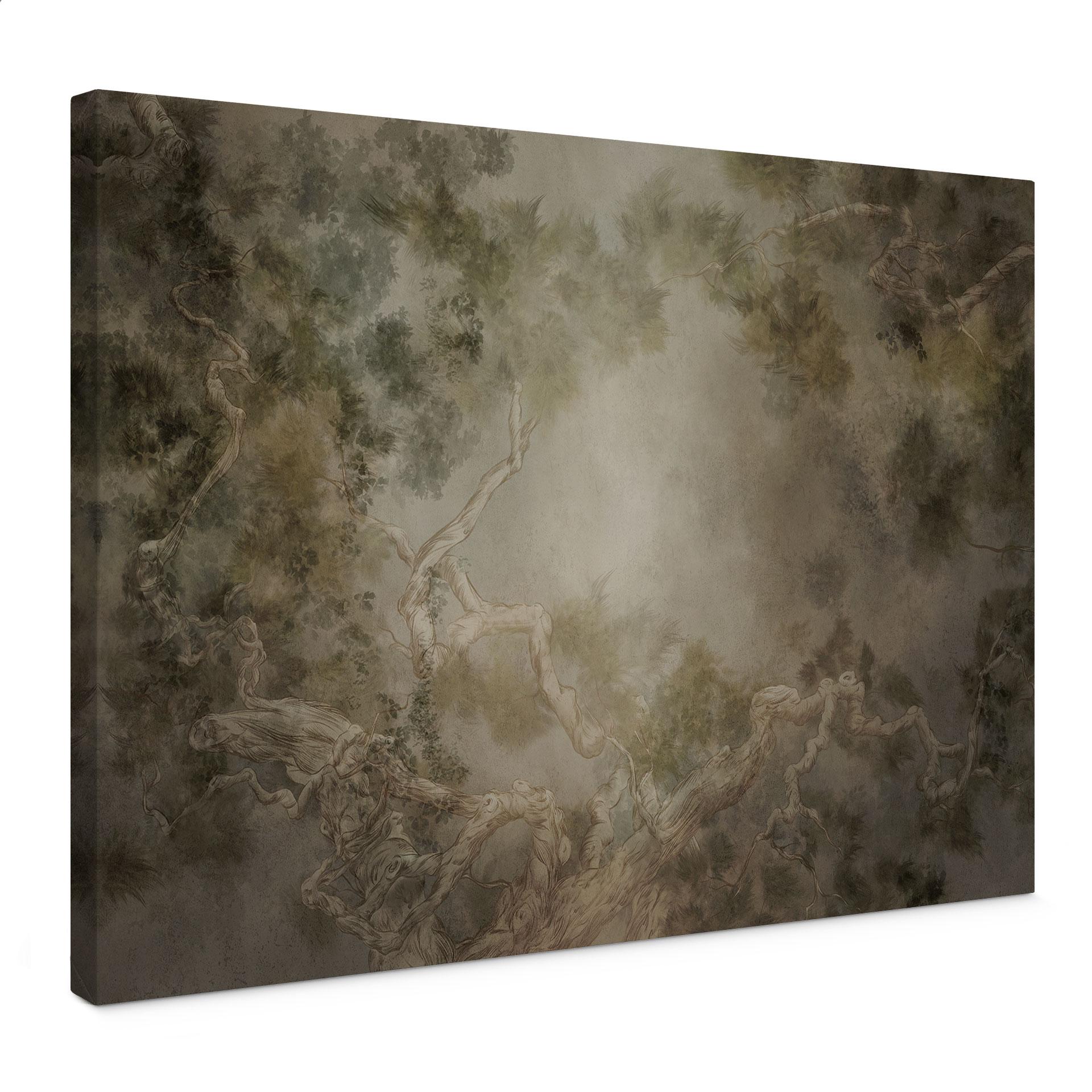 Canvas schilderij bos met uitzicht in de boomtoppen - Ms Tiff