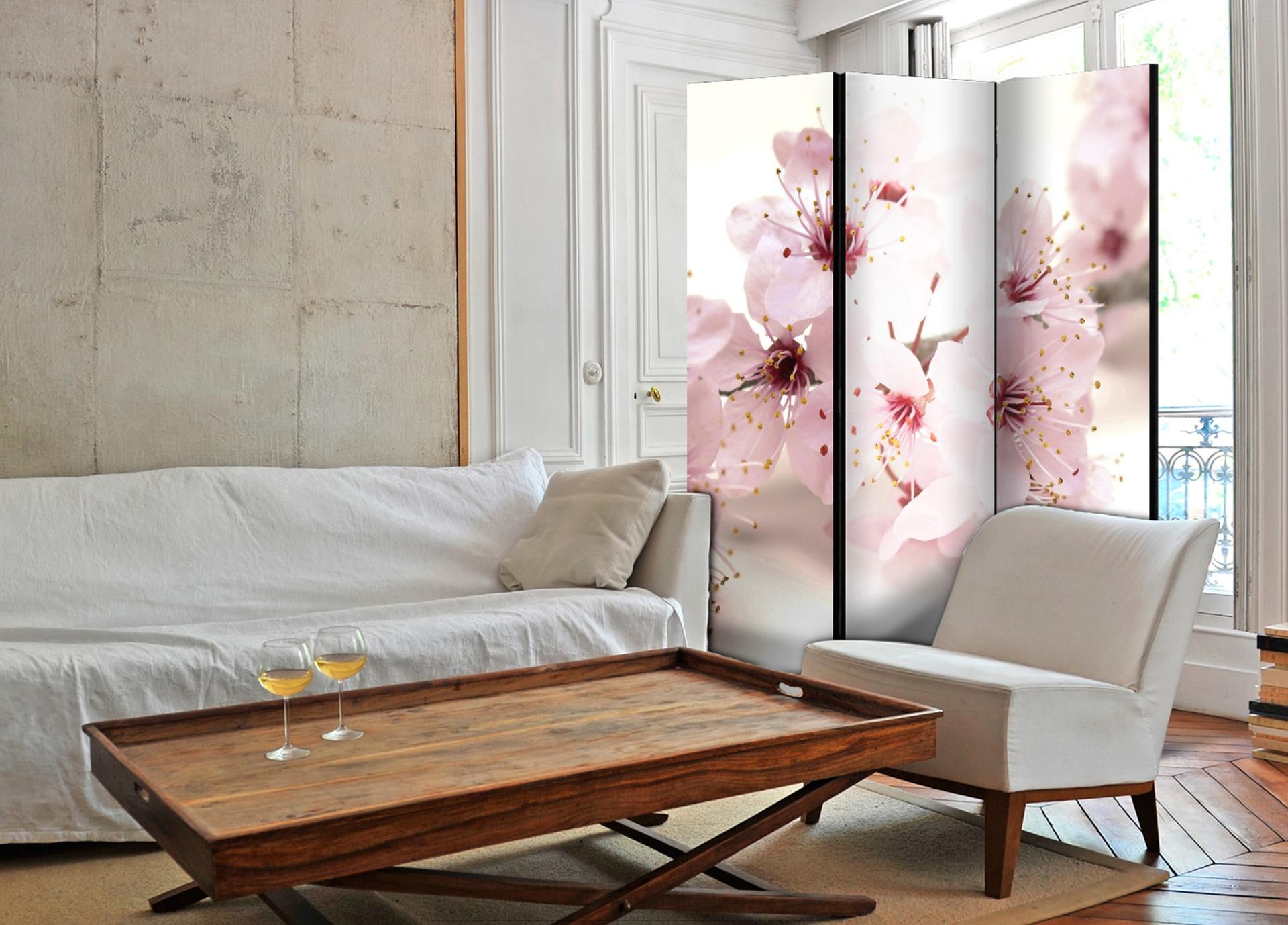 Schermo divisorio - Fiori di ciliegio, 3 pezzi - 135x172 cm