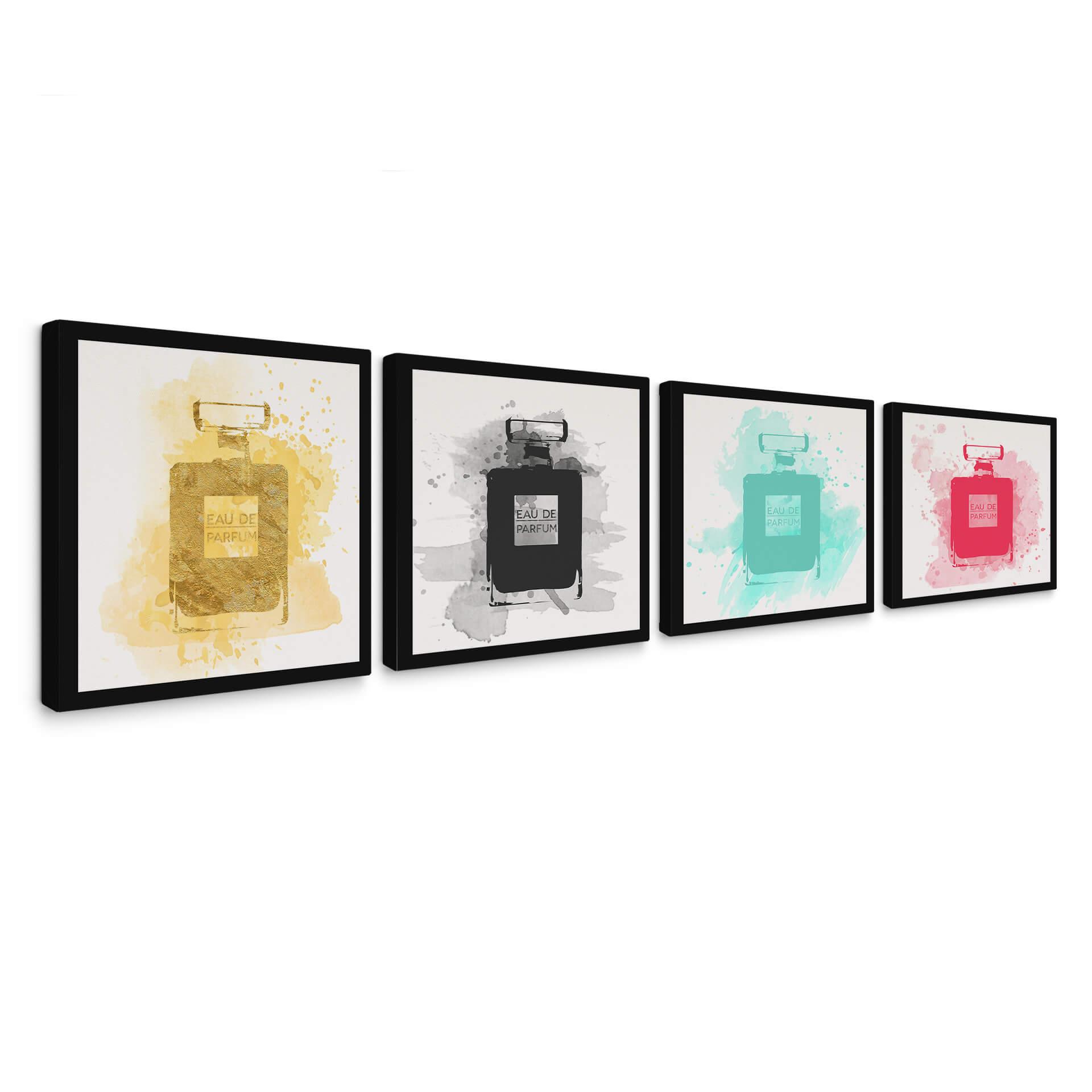 Tableau sur toile Eau de Parfum Aquarelle Multicolore (4 parties)