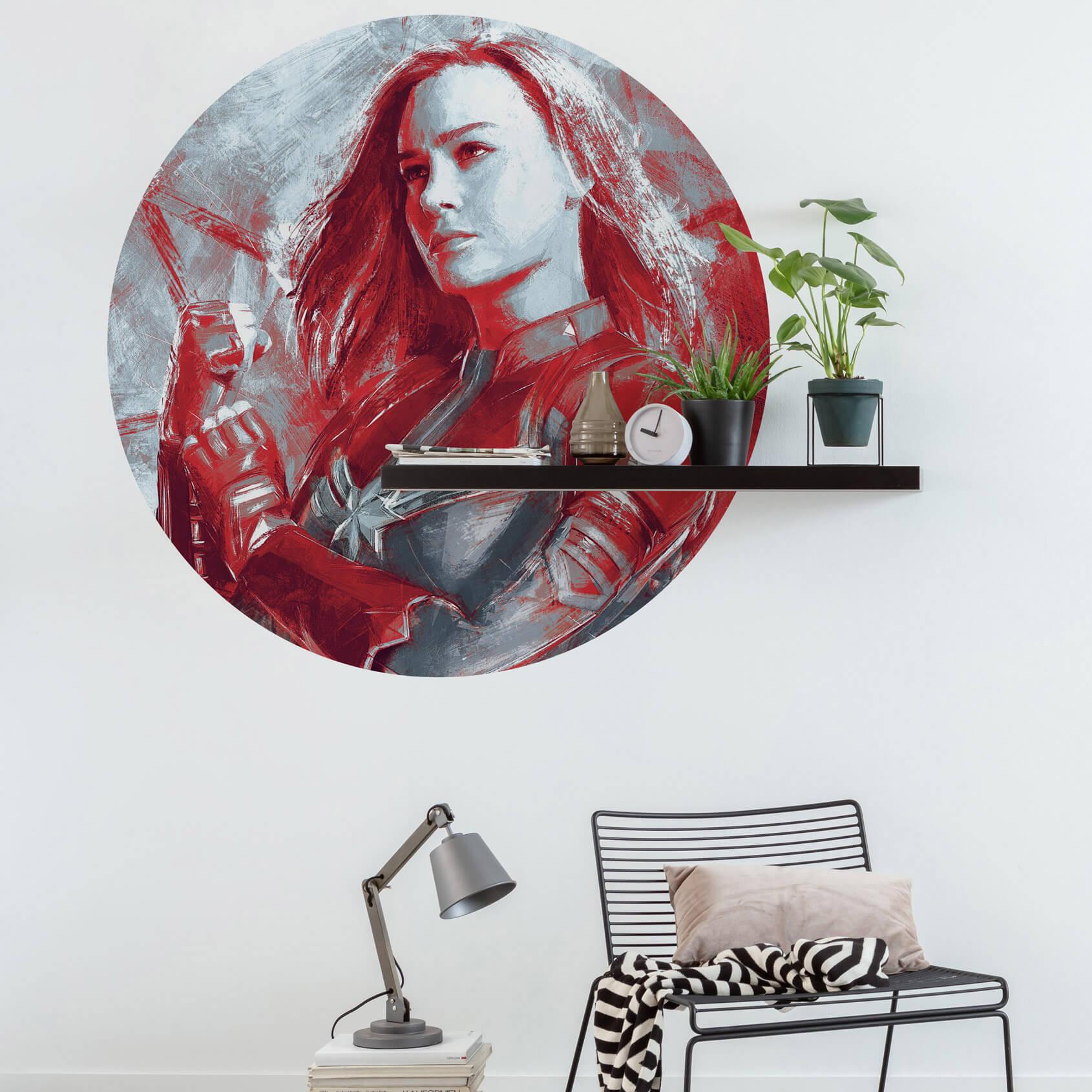 Zelfklevend Vliesbehang - Avengers Painting Captain Marvel - 125 x 125 cm
