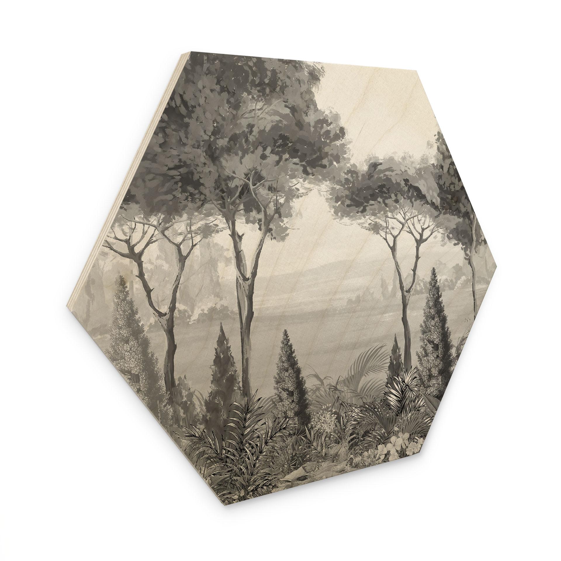 Houten Wanddecoratie Idyllisch plantenlandschap - Ms Tiff