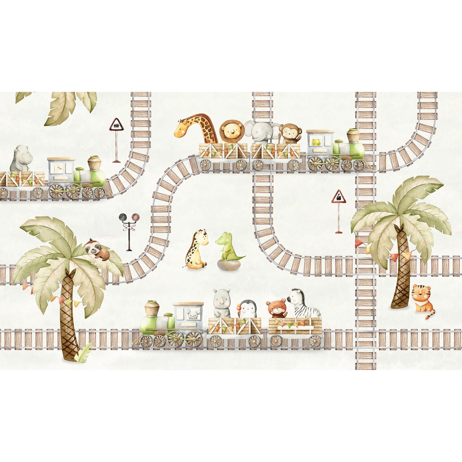 Fotobehang Locomotief met dierentuindieren - Oliver Robins