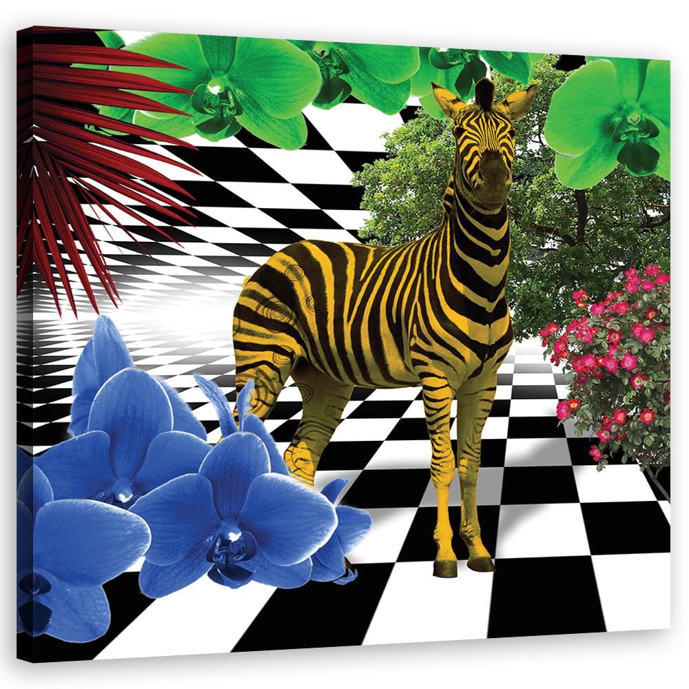 Canvasbillede, Farverige zebra dyr