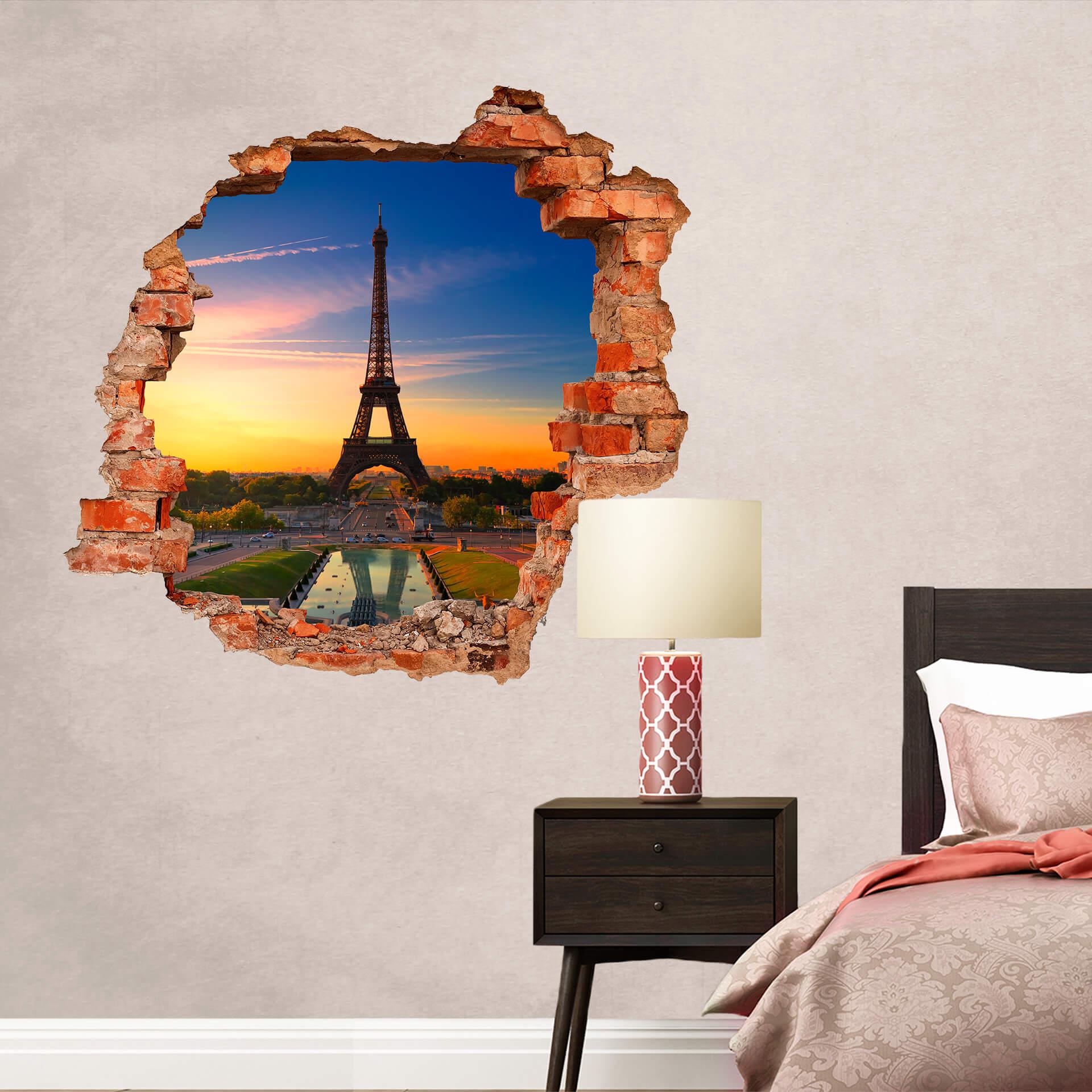 3D Wallsticker Eiffeltårnet ved solnedgang