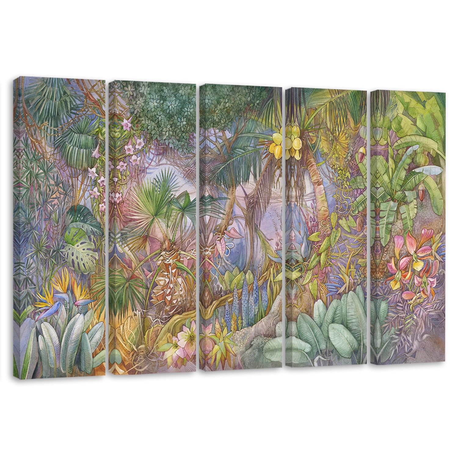 5 stykke lærredstryk Deep Jungle