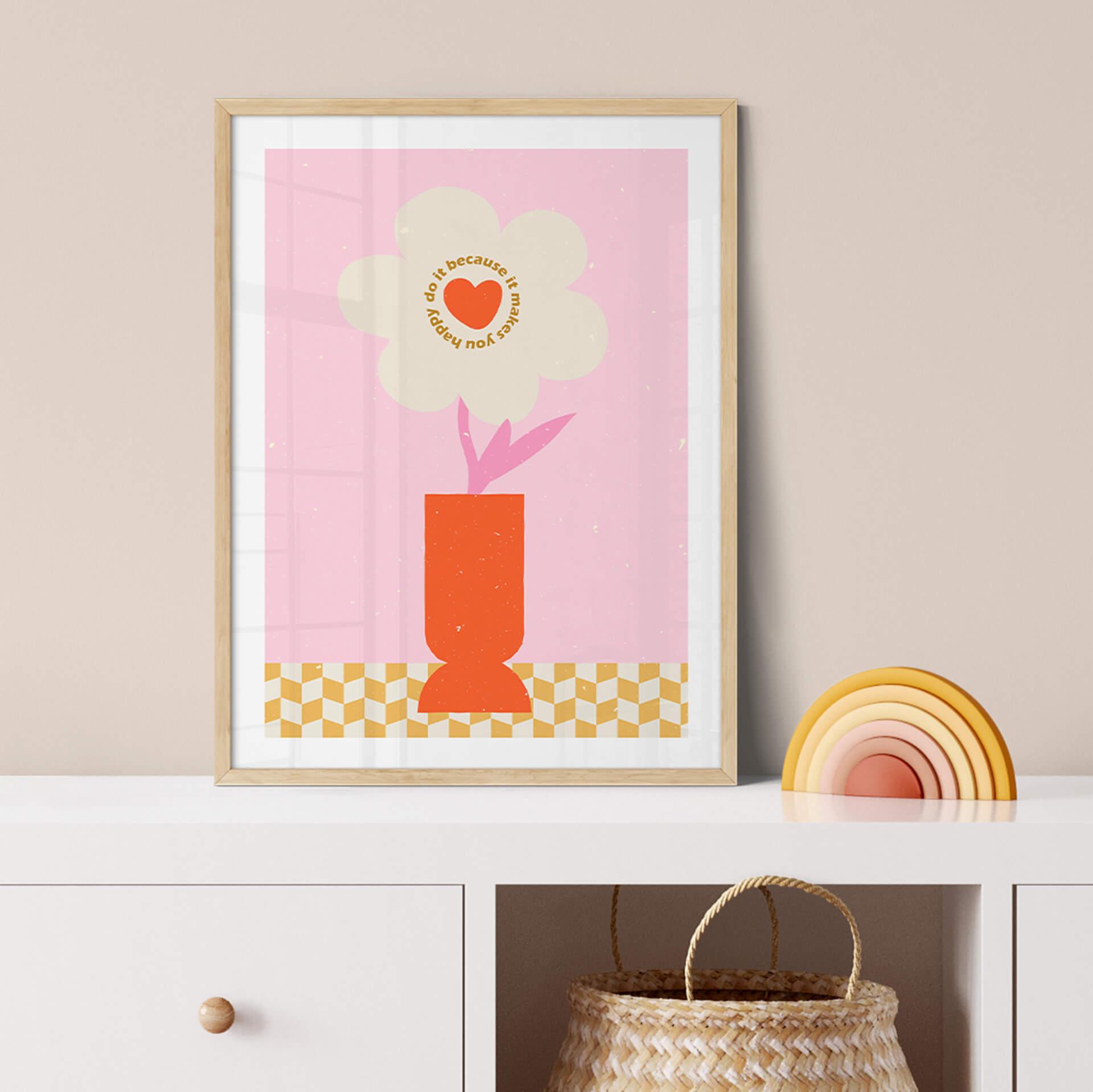 Poster NKTN - Retro Bloem: Do it Because it Makes you Happy