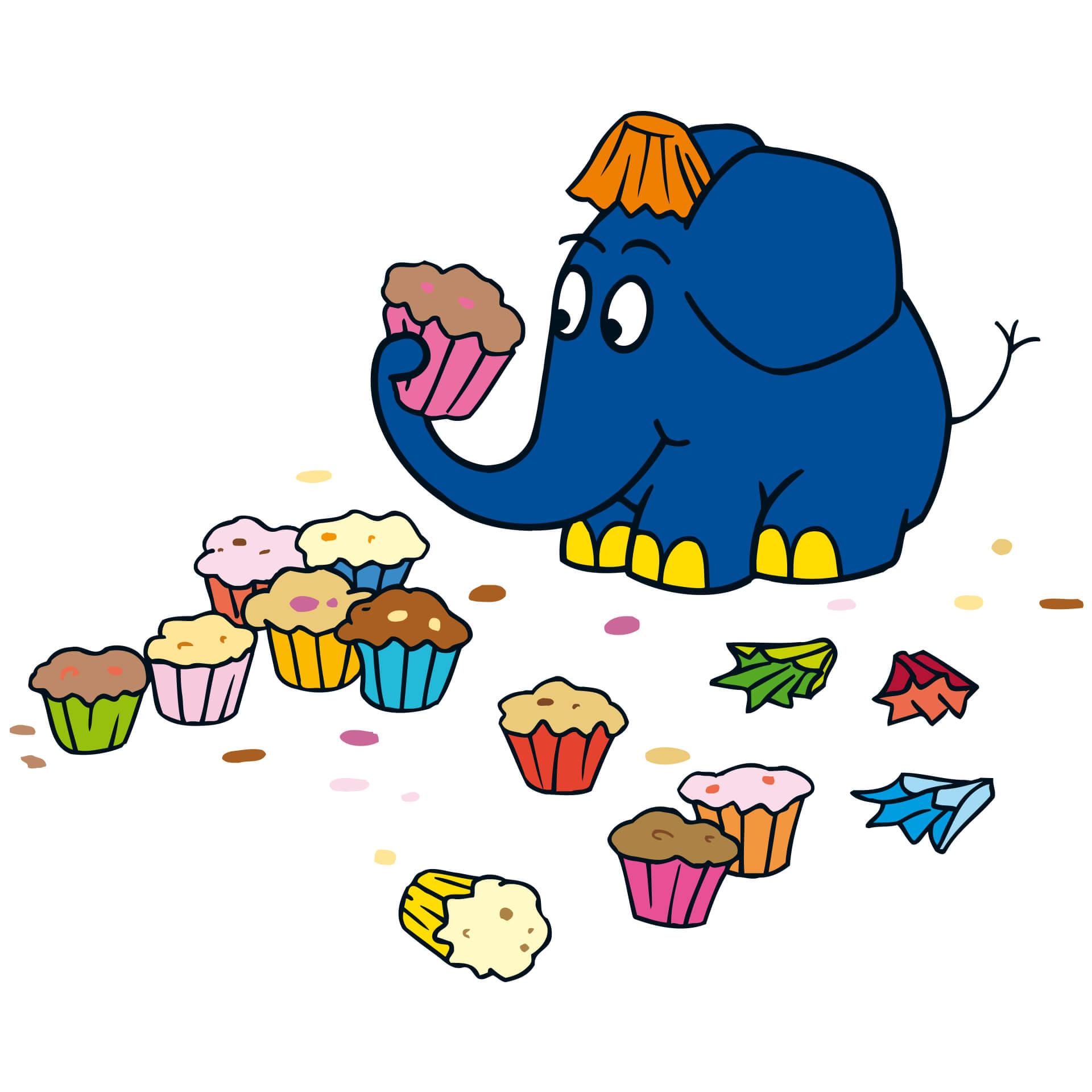 Wandtattoo Der Elefant mag Muffins