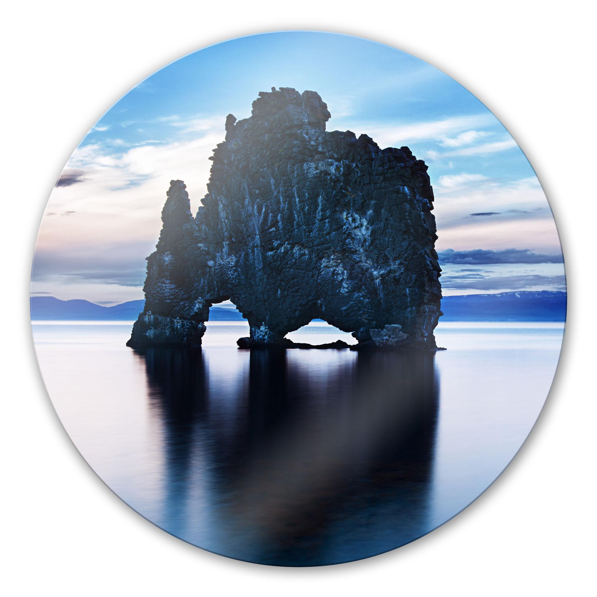 Glasbillede - Sten i havet - Rund