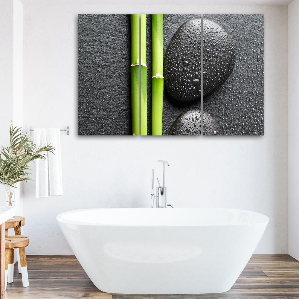 3 stykke lærredstryk Stones Bamboo Zen Spa