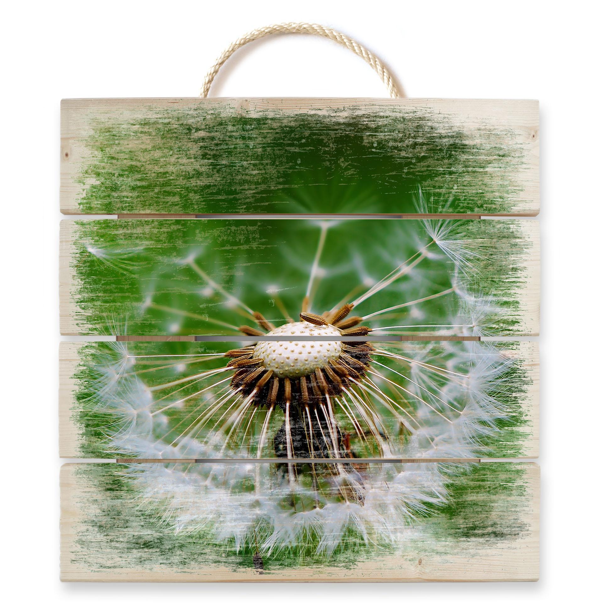 Cuadro de madera diente de león al viento - 40x41,5 cm