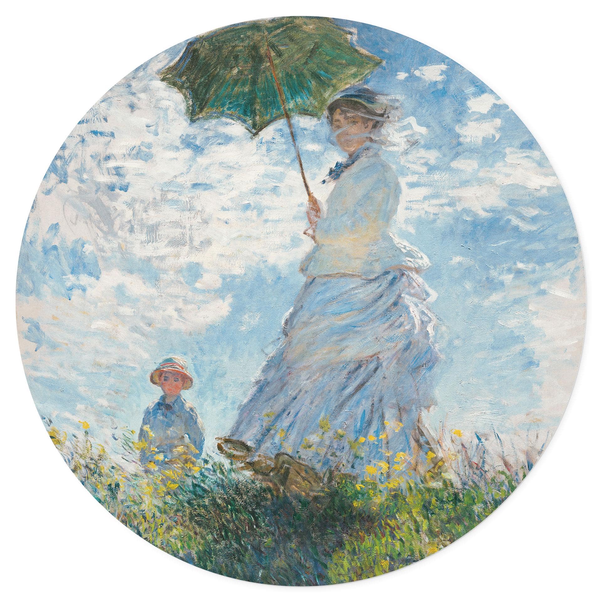 Vinilo decorativo Monet - Mujer con sombrilla - Madame Monet y su hijo - Redondo