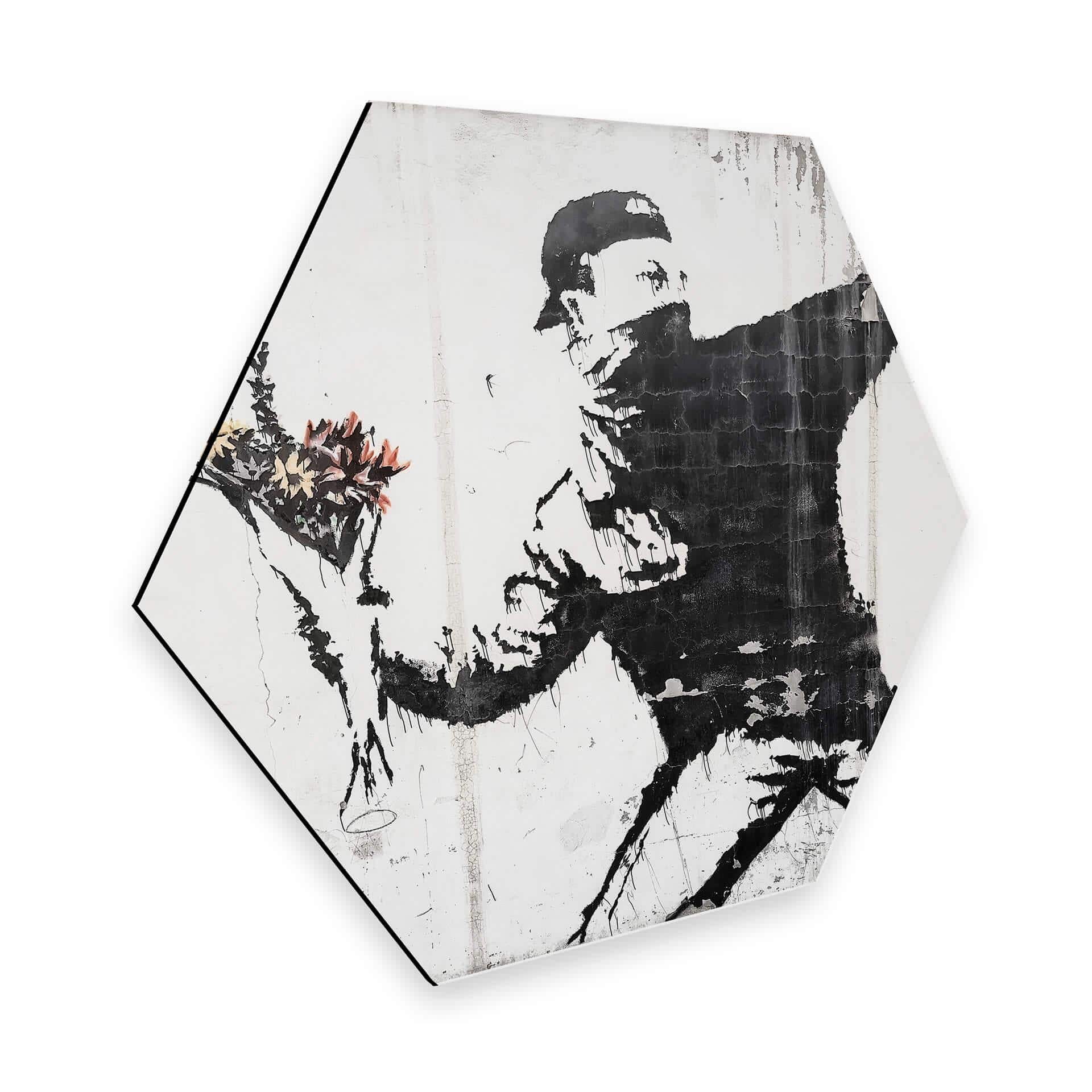 Hexagon - Alu-Dibond - Banksy - Flower Thrower