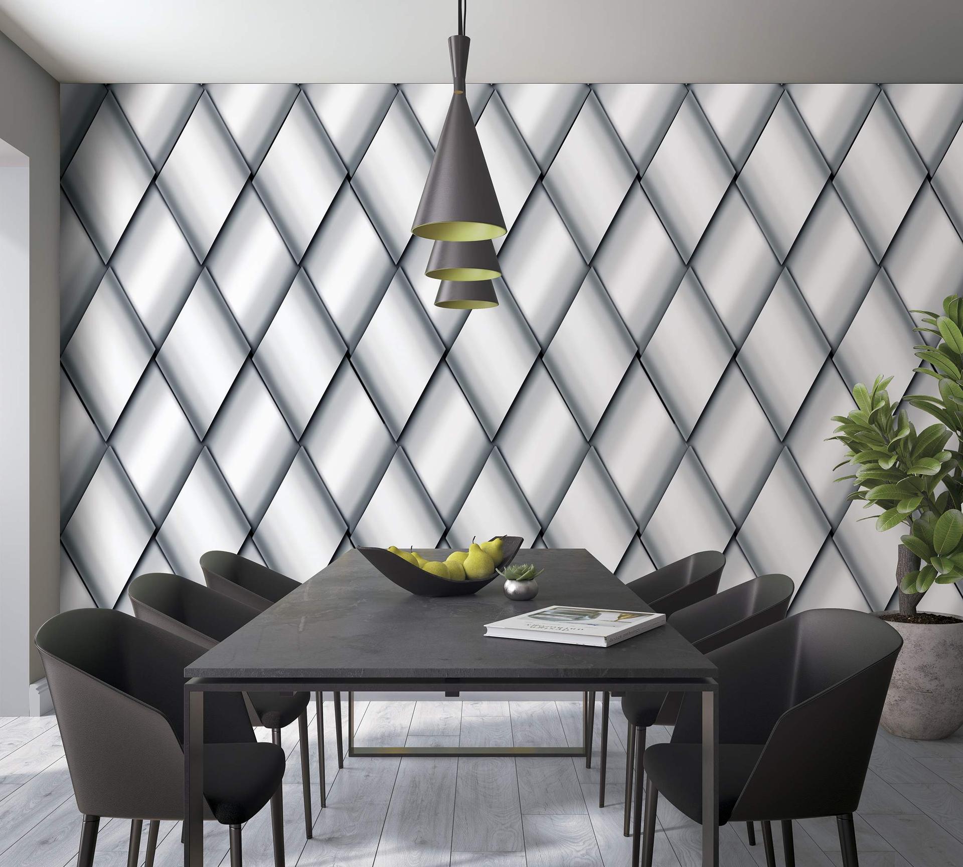 BehangFotobehang met diamant effect, grijs grafisch 2.70 x 1.06 m