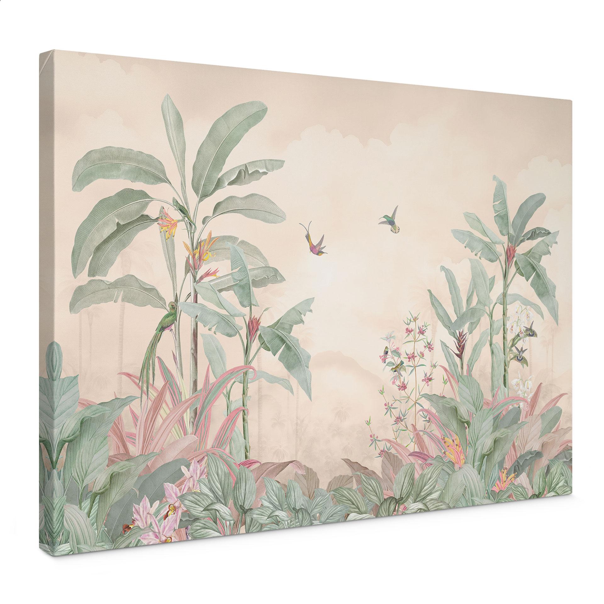 Canvastavla Tropisk idyll med kolibri aprikos - Bloomery Decor