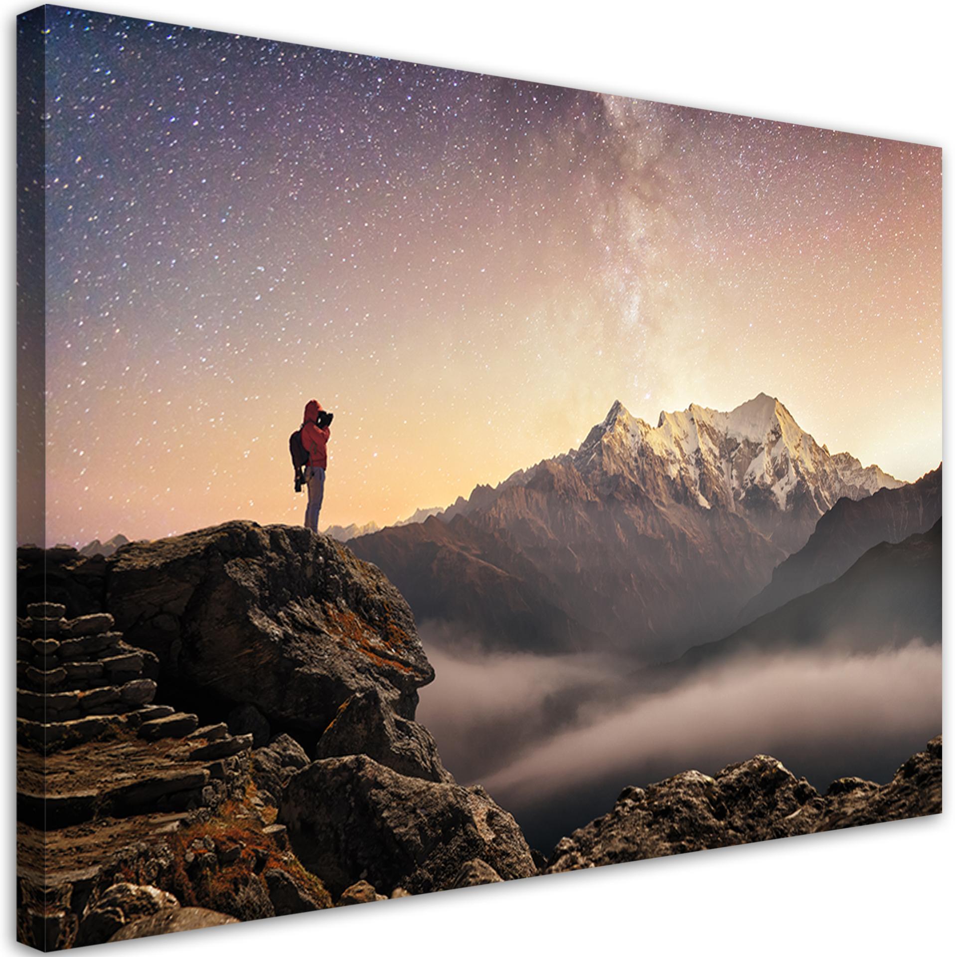 Canvasbillede, bjerg himmel landskab