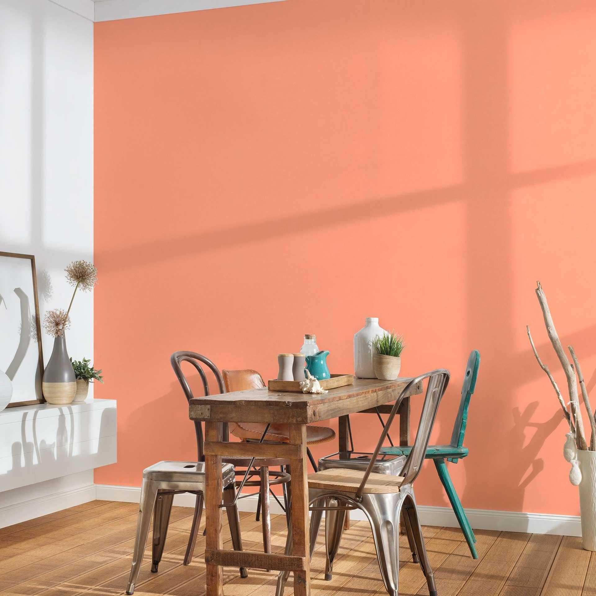 Non-woven tapet ensfarvet orange - glat tapet - moderne mat tapet