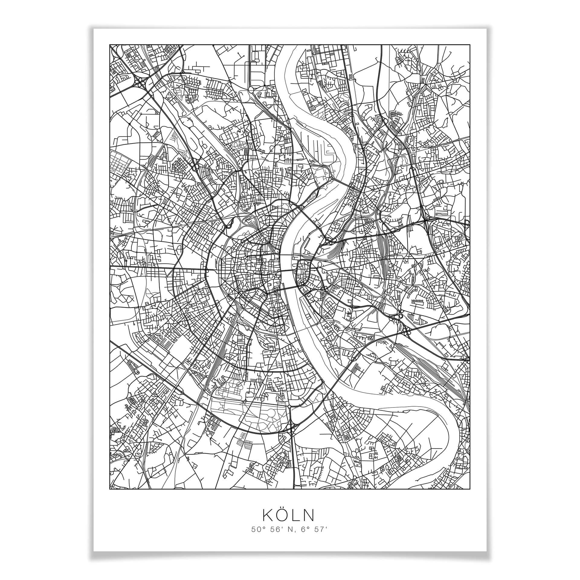 Poster Stadtplan Köln