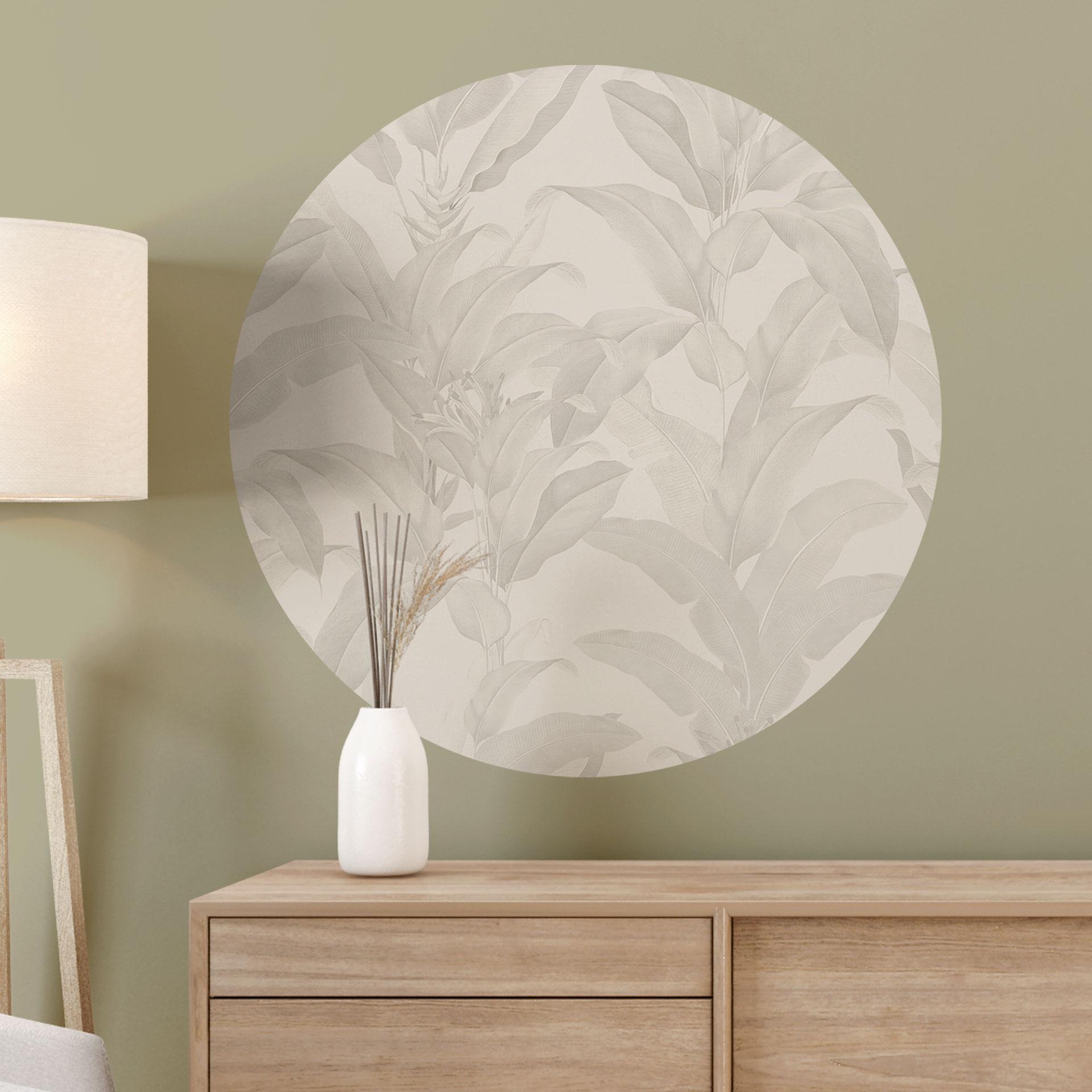 Wallsticker Urban Jungle Tropical Leaves Cream - Bloomery Decor - Rund