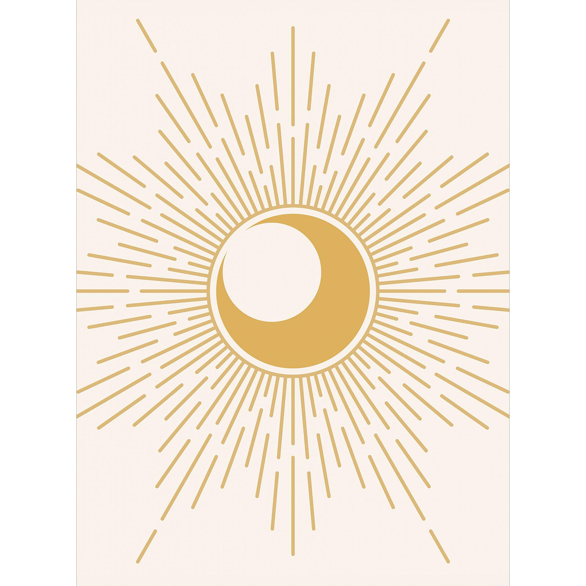 Zon & Maan | Gouden Zonnestralen Fotobehang - KsanaKalpa
