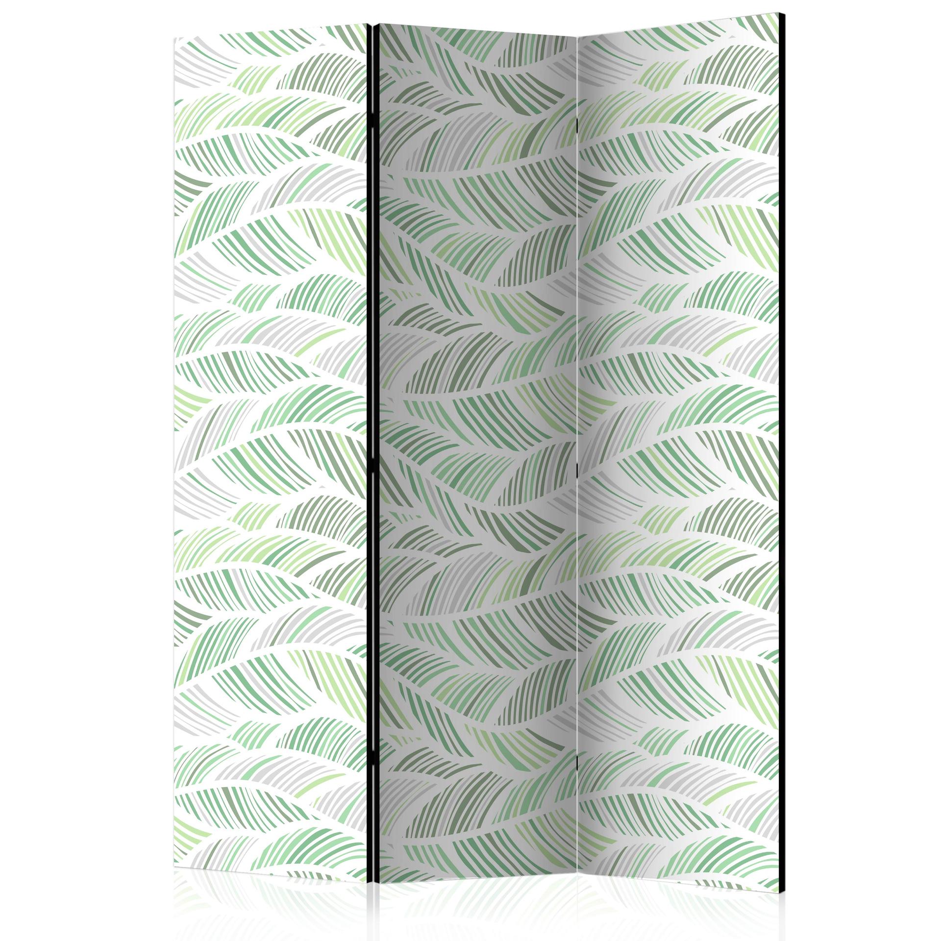 Screen room divider - Grønne bølger, 3-delt