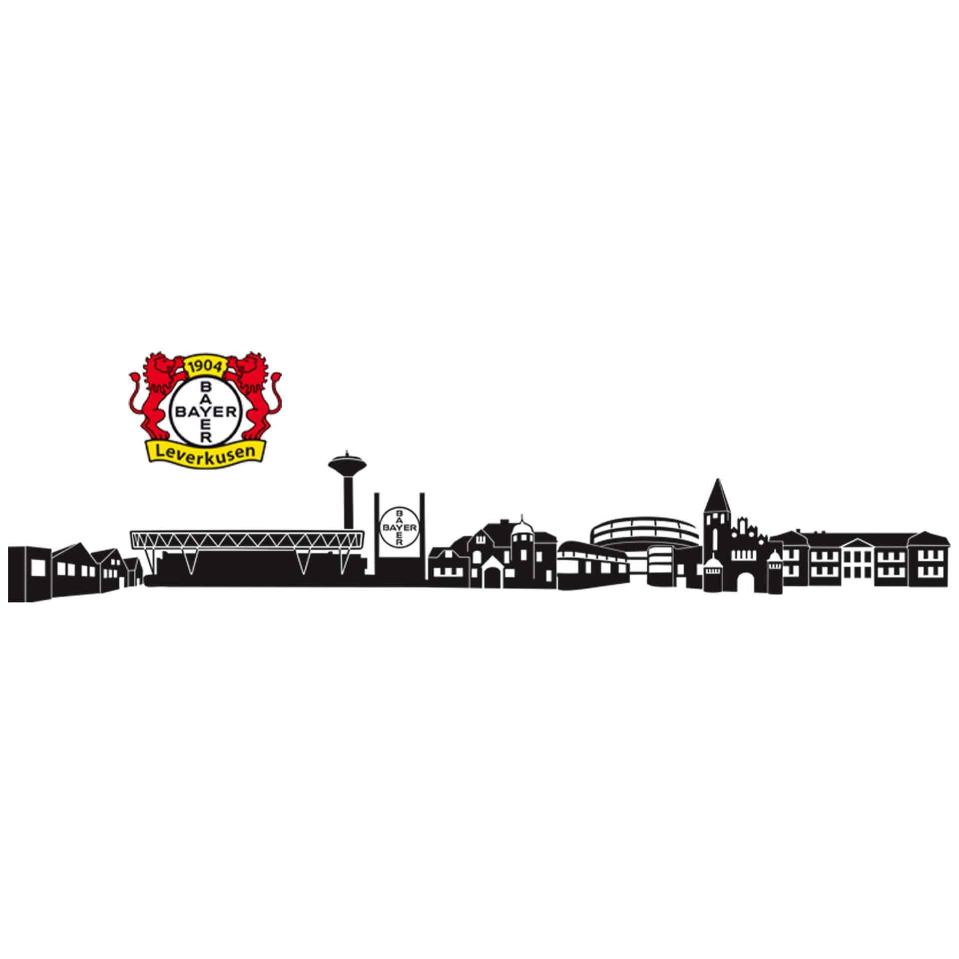 Wandtattoo Bayer 04 Leverkusen Skyline mit Logo farbig