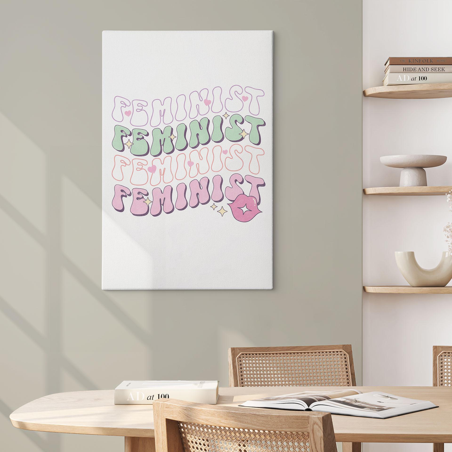 Canvasbillede Feministisk kyssende mund Pop Art