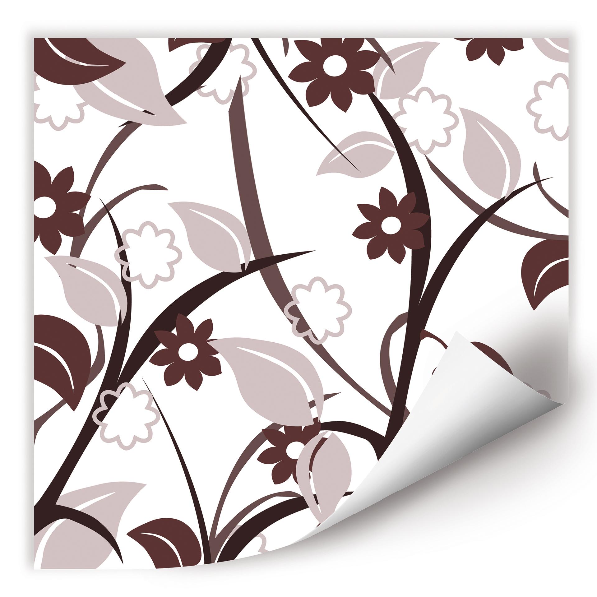 Poster autocollant - W - Fleurs Marrons