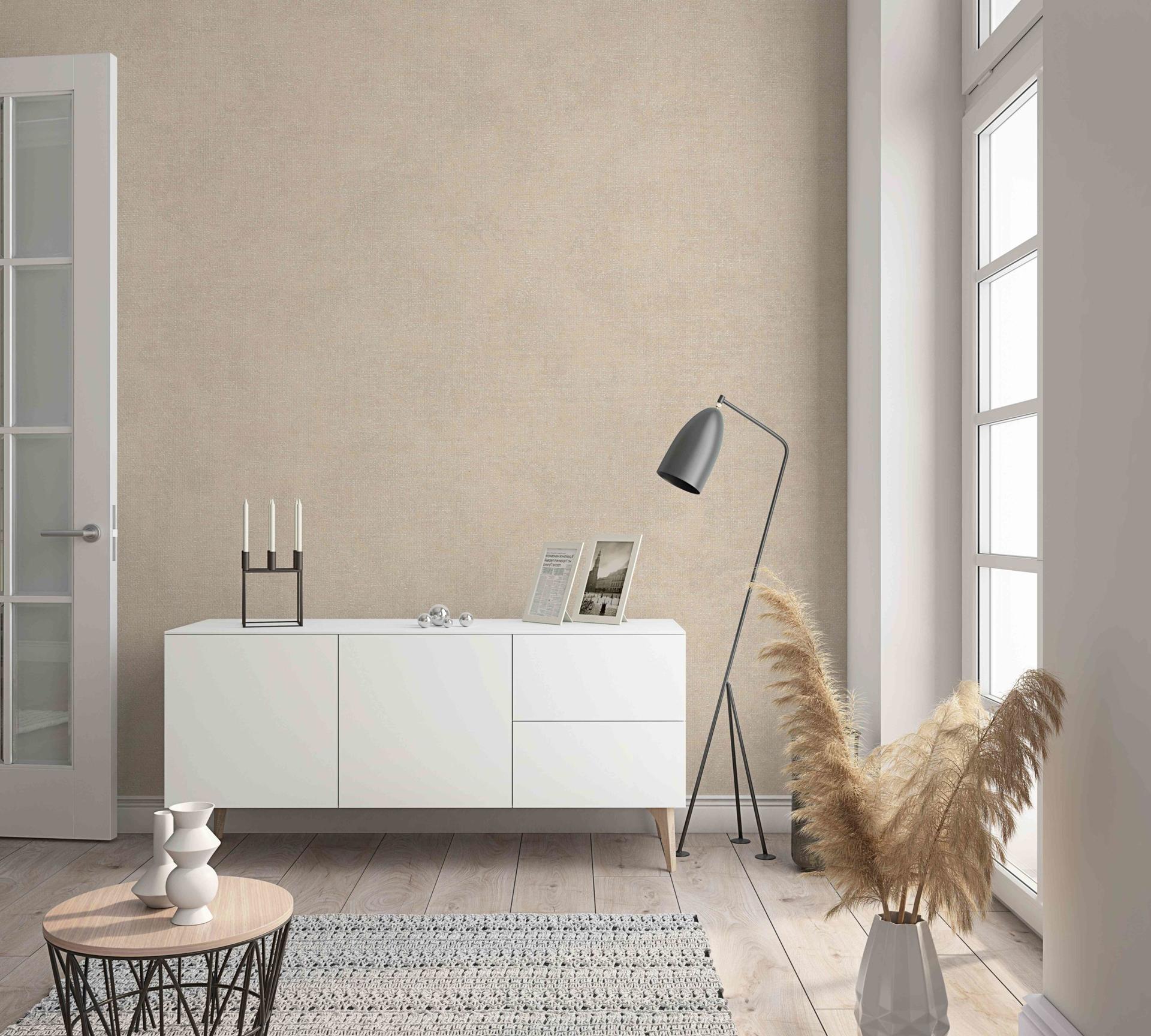 Effen behang, vliesbehang Shades beige