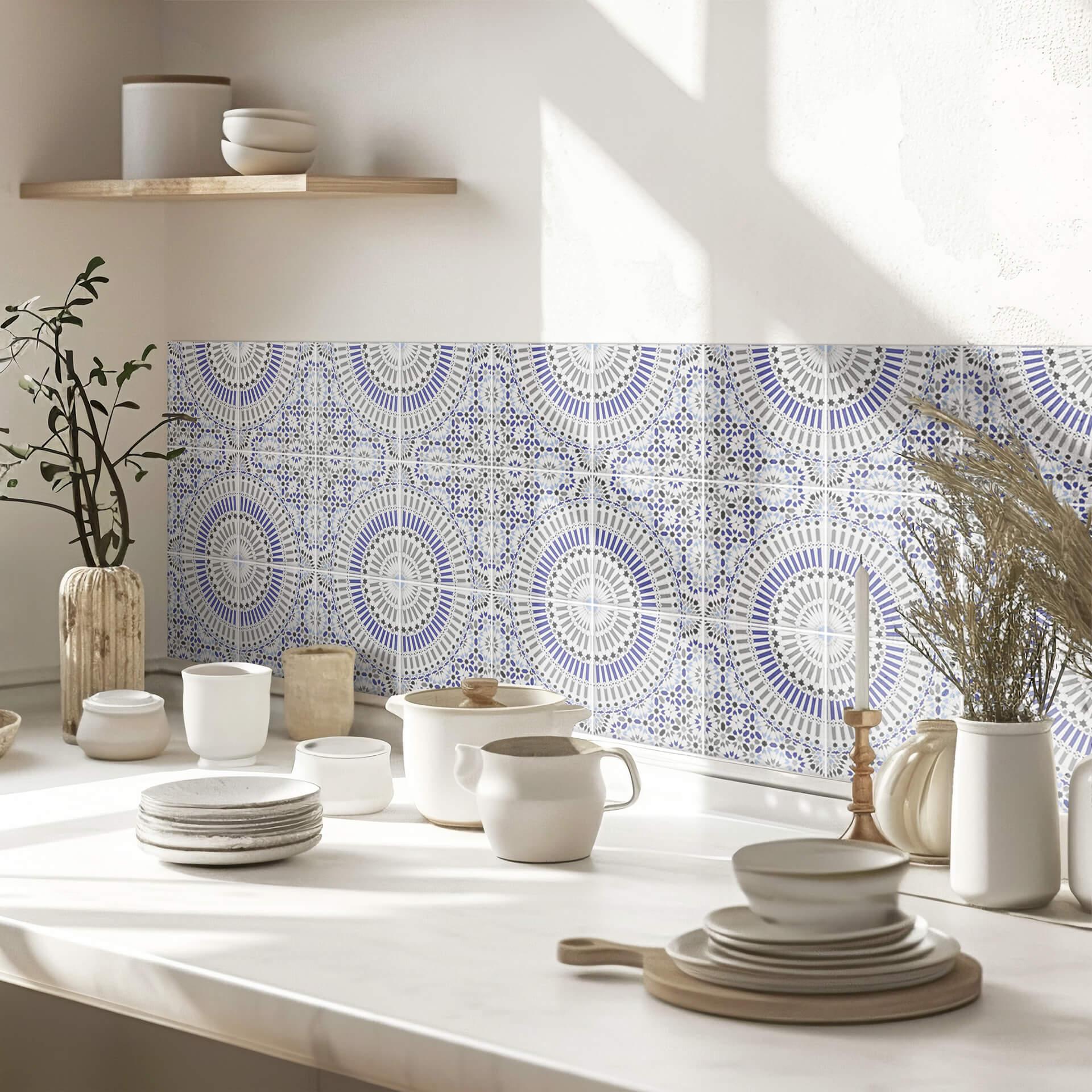 Fliesenaufkleber Orientalische Kacheln blau - 12er Set