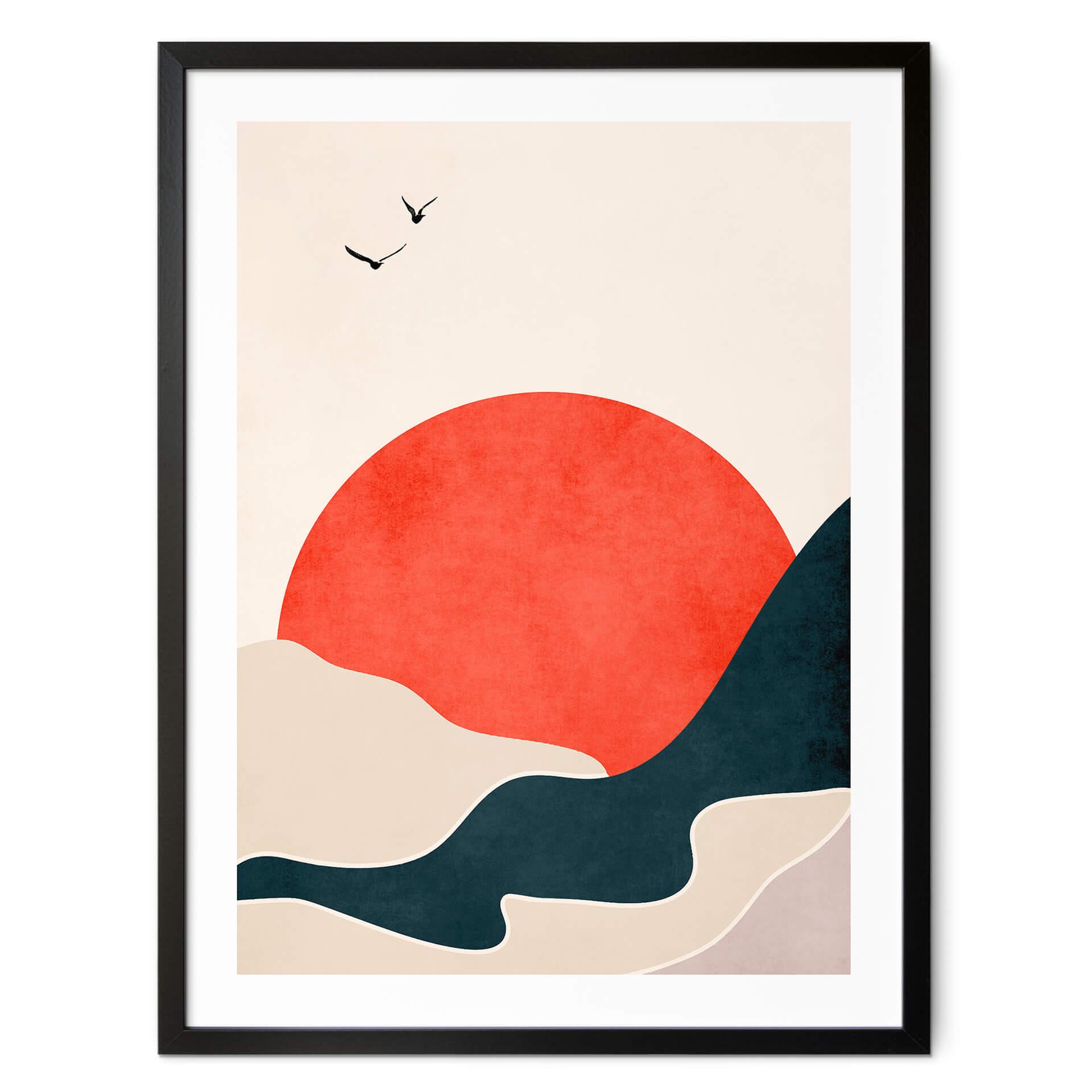 Plakat Kubistika - Sunset with Birds