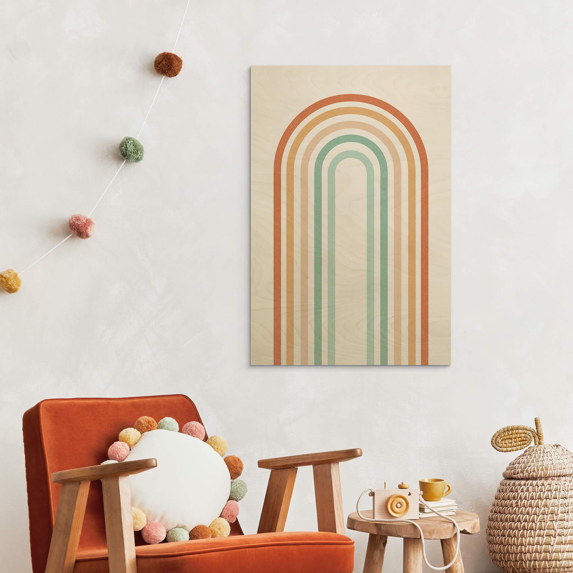 Træplakat Boho Rainbow