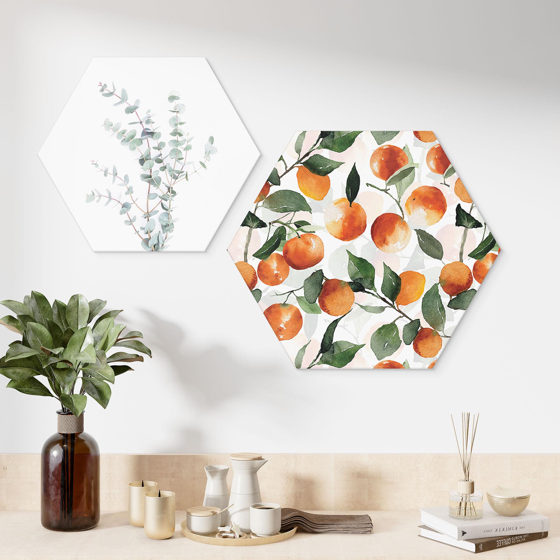Hexagon Dibond Frugtagtige mandariner - UN Designs