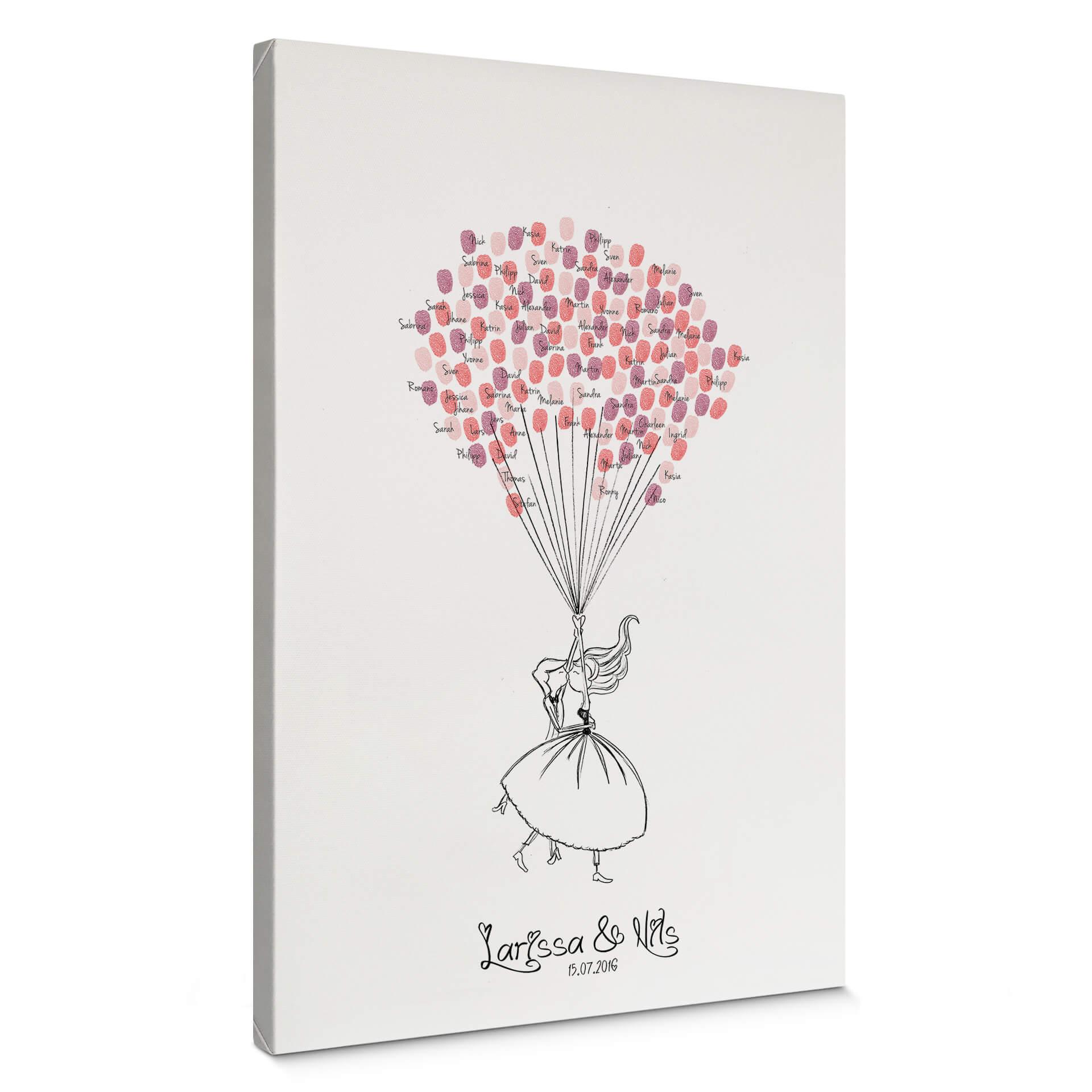 Tableau sur toile empreintes + texte personnalisé - Envol