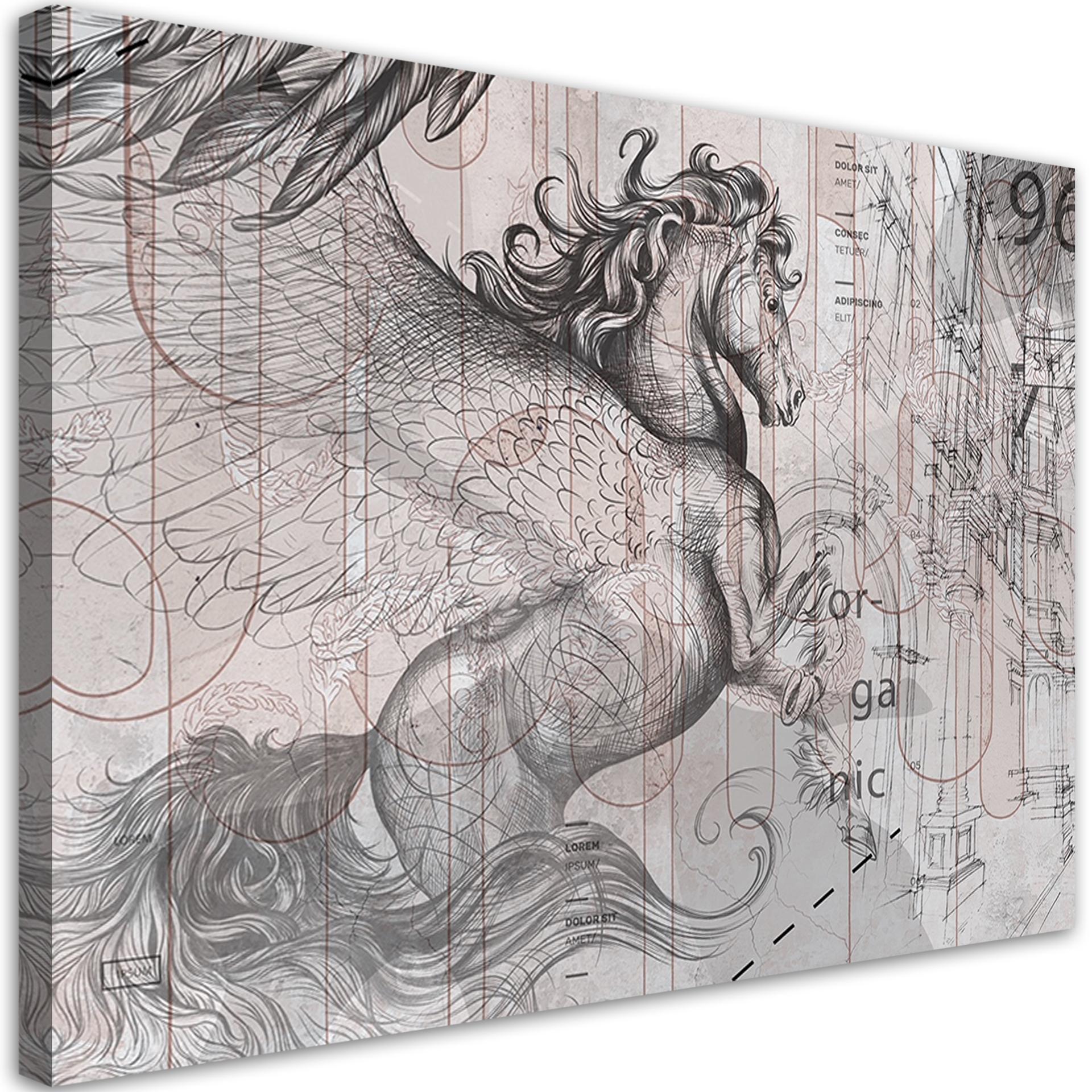 Canvasbillede, Pegasus hest abstrakt