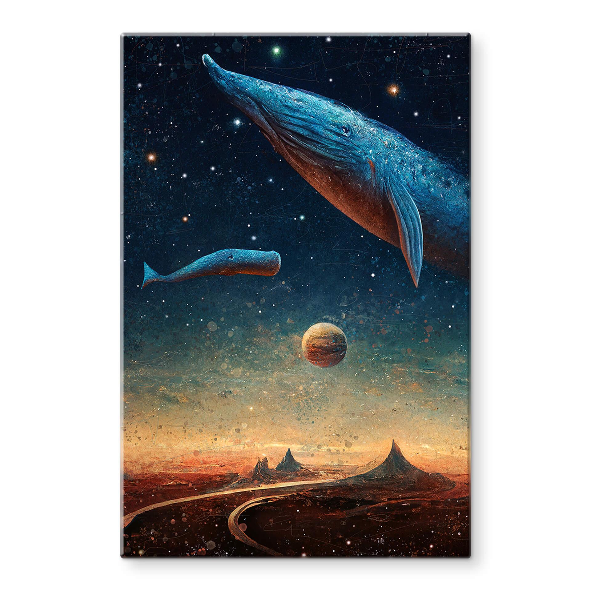 Tableau sur verre Heine - Two whales in space - Astro Cruise