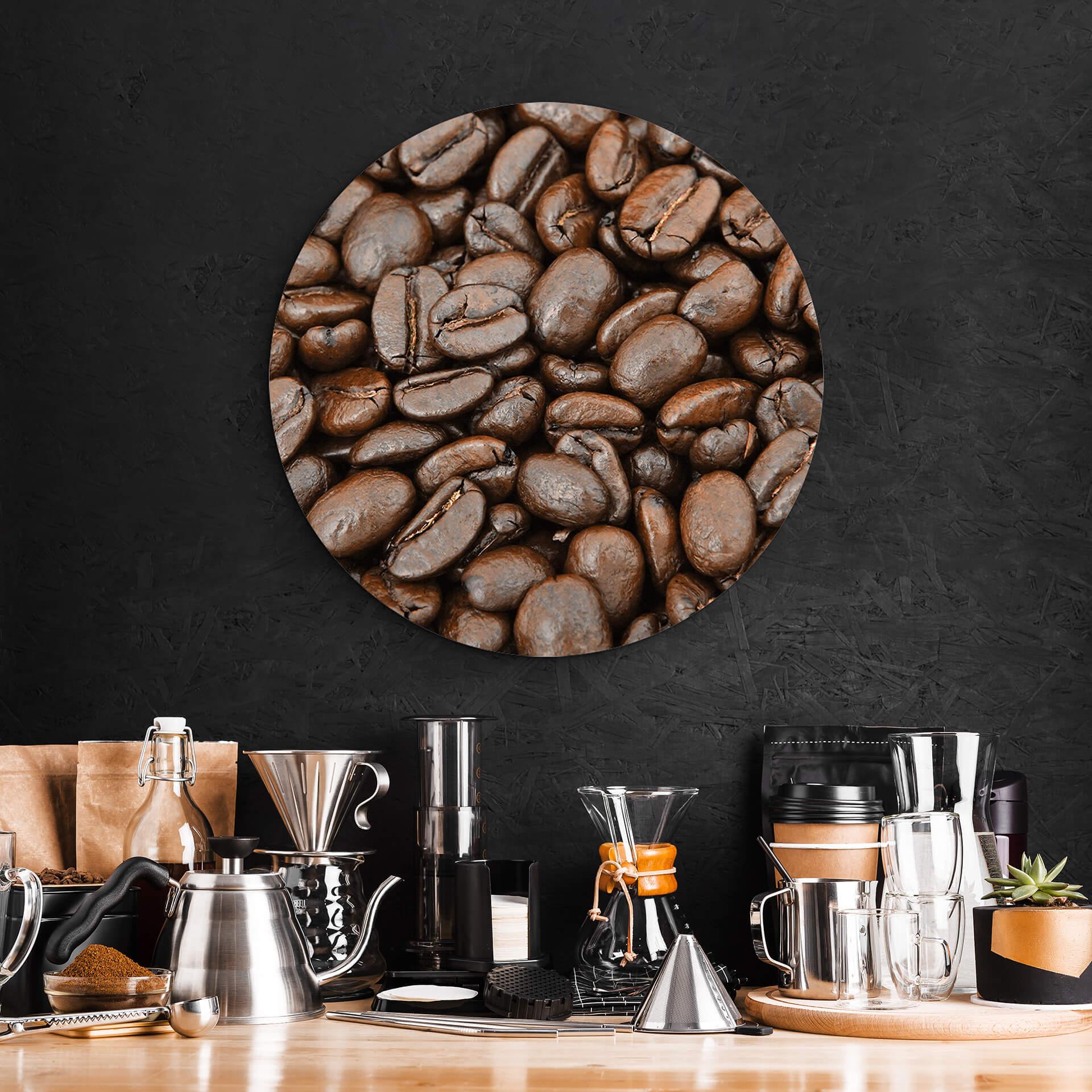 Alu-Dibond - Chicchi di caffè - tondo