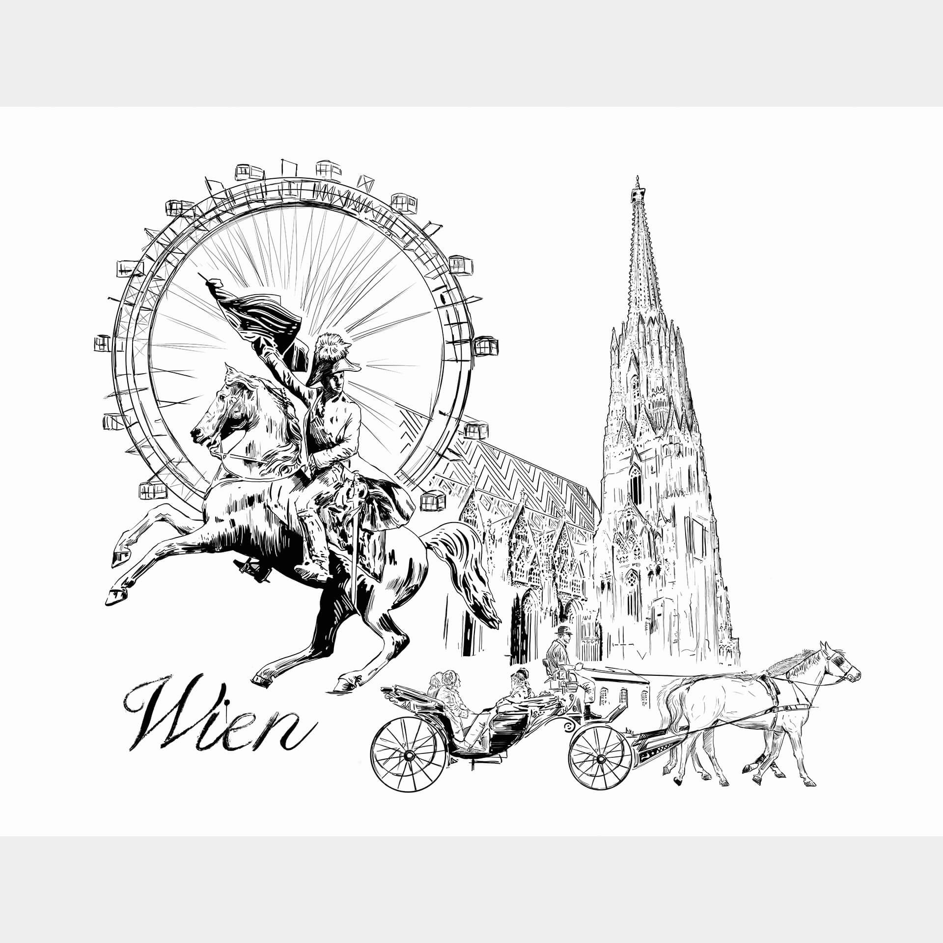 Fotobehang Love your City - Wenen, Oostenrijk - zwart wit