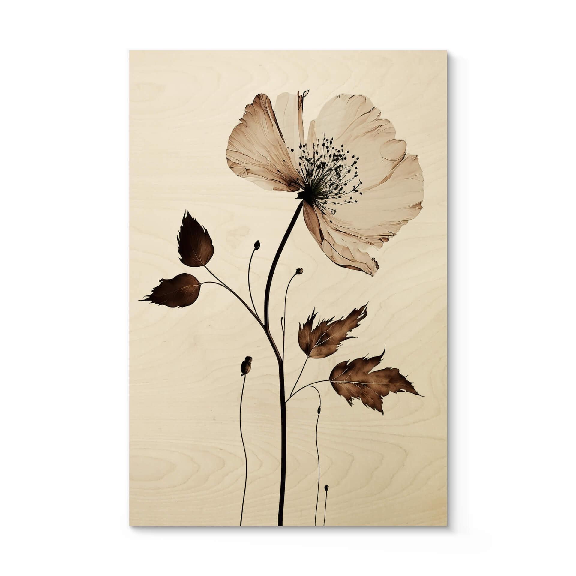 Træplakat Dried Flowers in Cream - Treechild