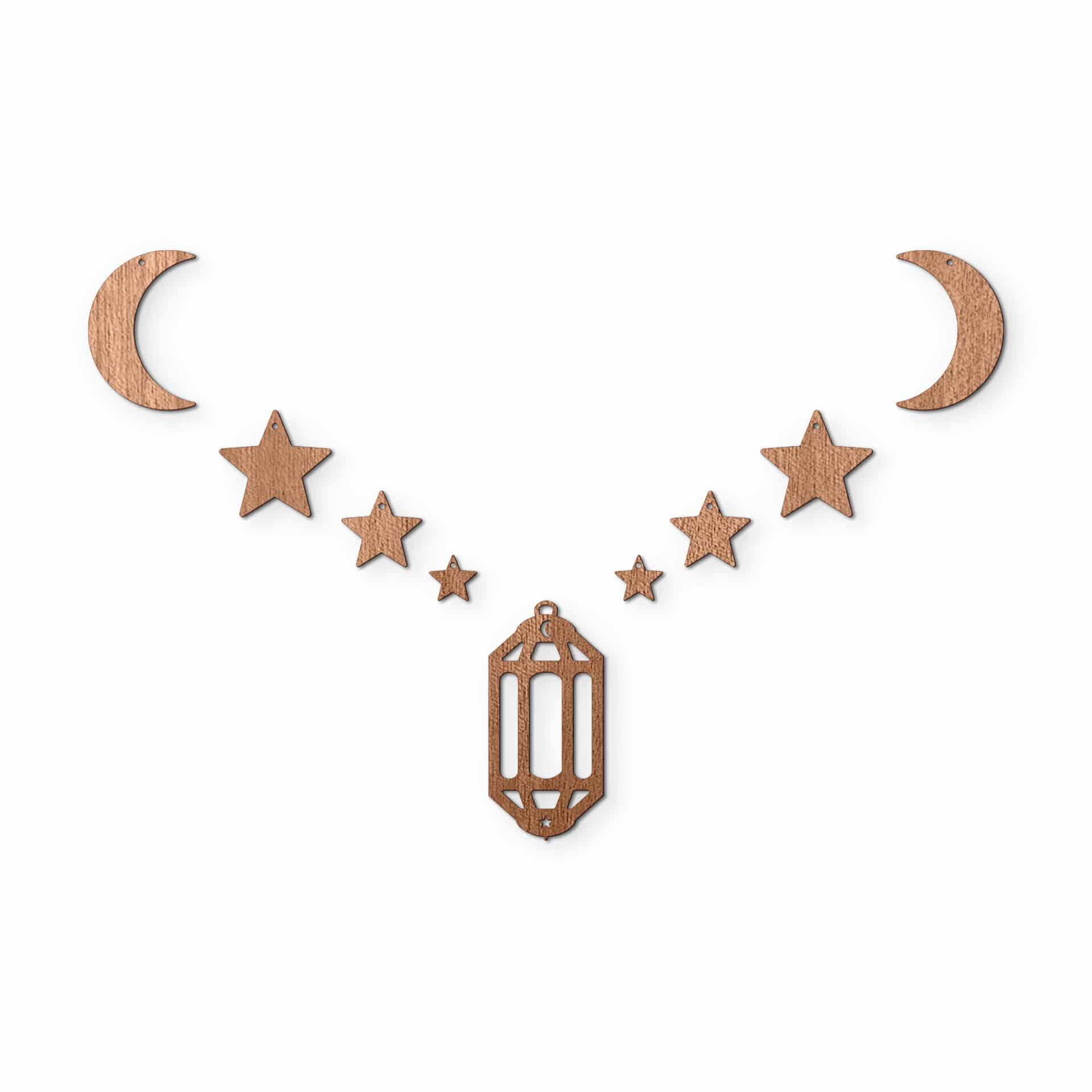 Decoro in legno Ramadan Set - Luna stelle lanterna