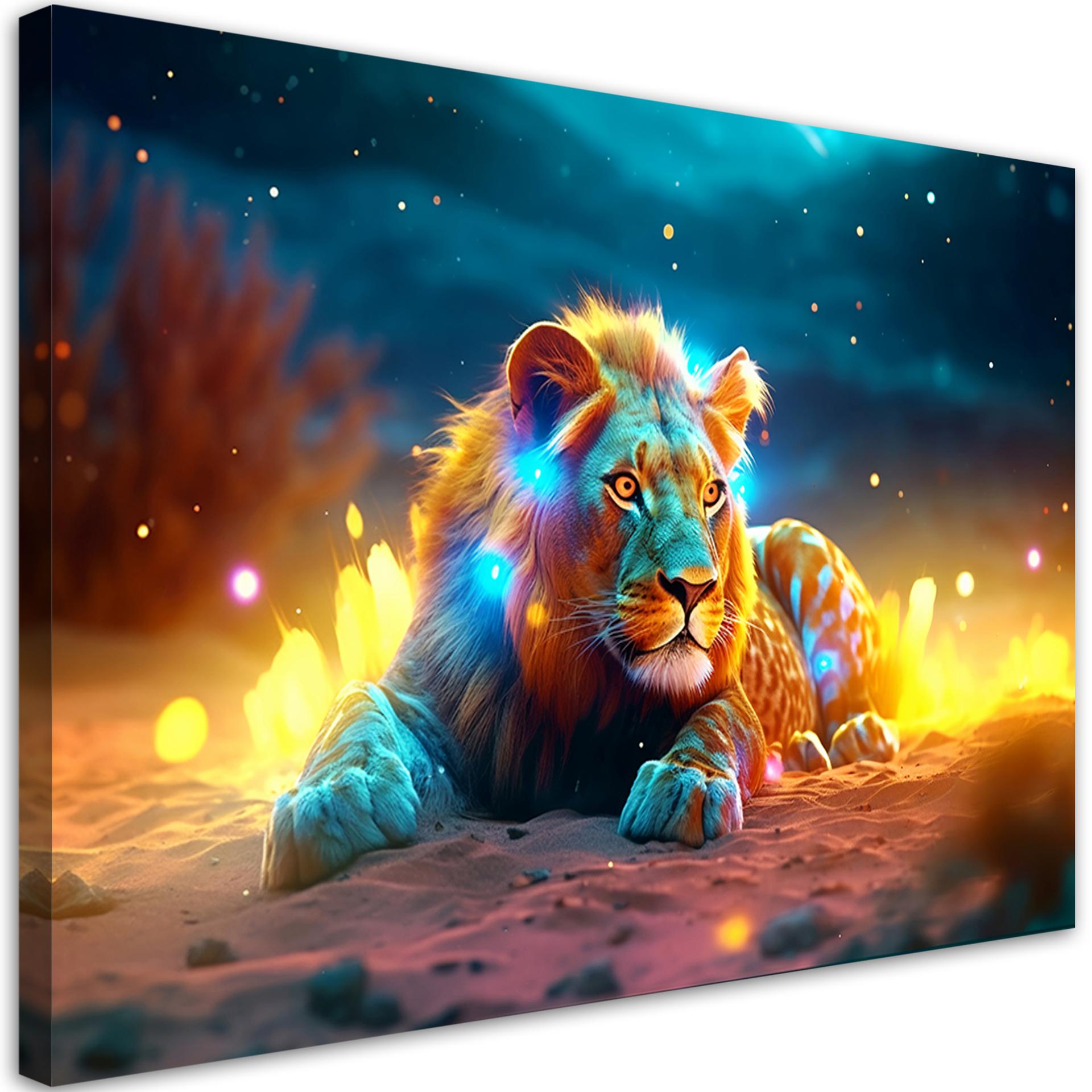 Canvas Print Neon Lion Abstrakt Natur