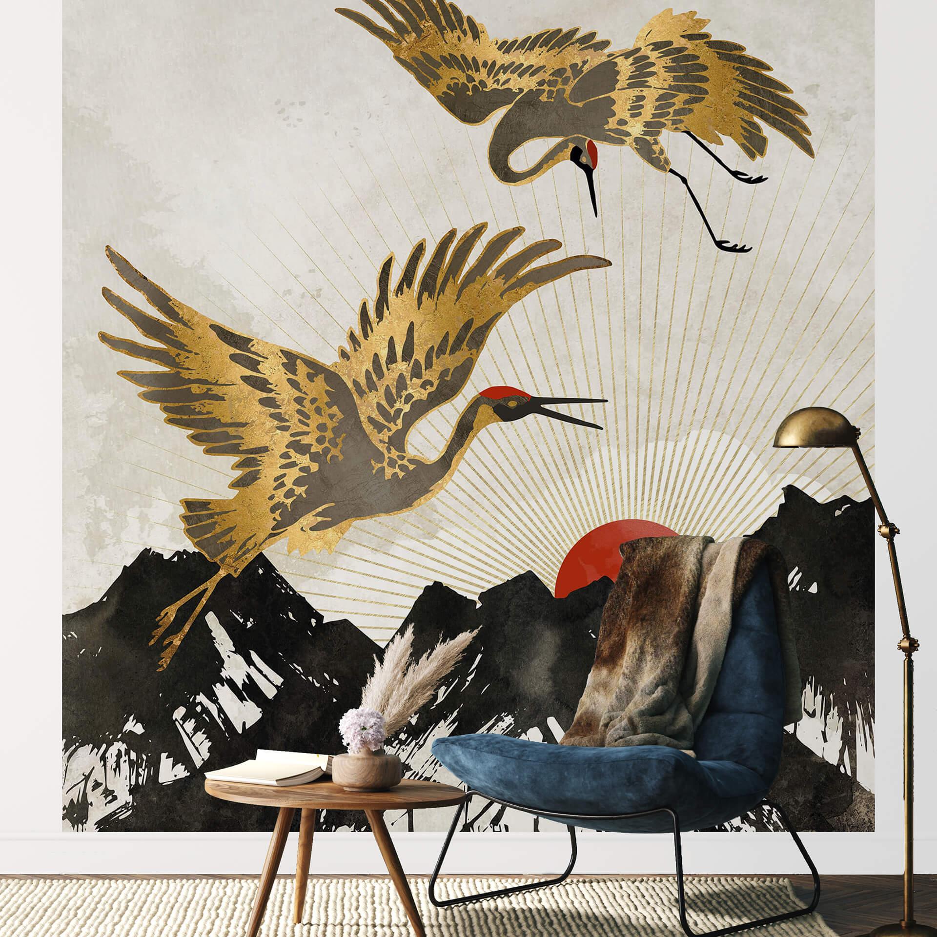Fototapet SpaceFrog Designs - Golden Cranes