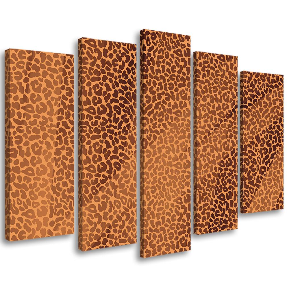 5 stykke lærredsprint, Leopard Leopard Pels Patches Mønster