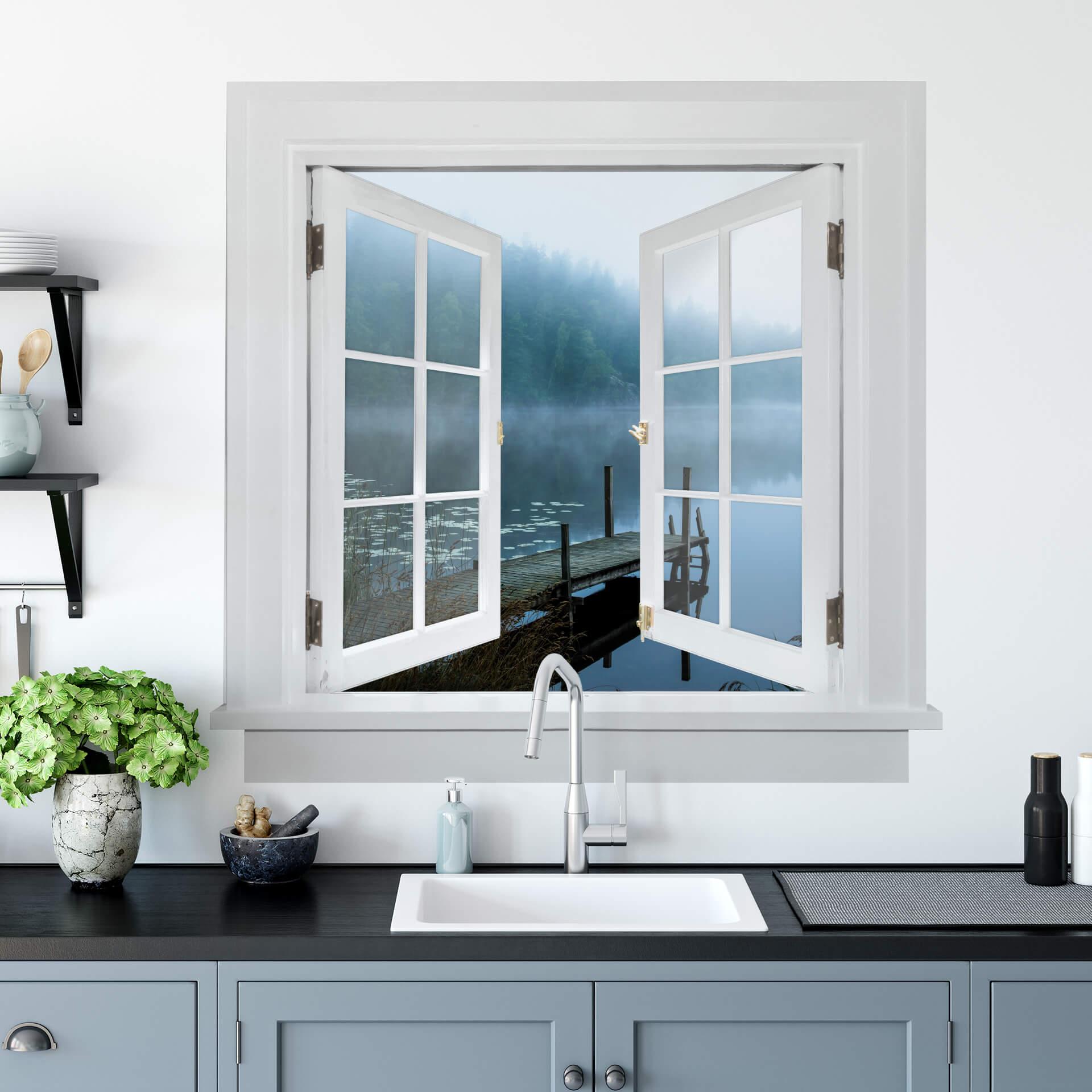 3D Wallsticker vindue firkantet - Lindsten - Moody Morning