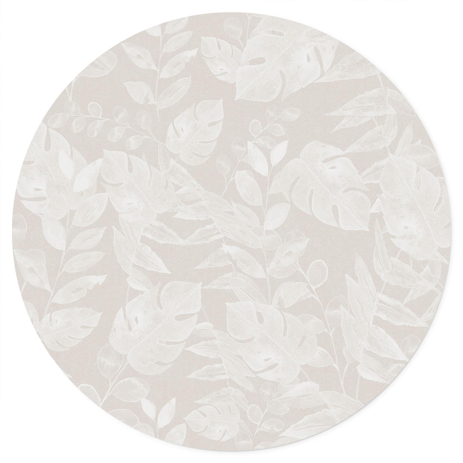 Tropical Leaves Beige Muursticker - Bloemdecor - Rond