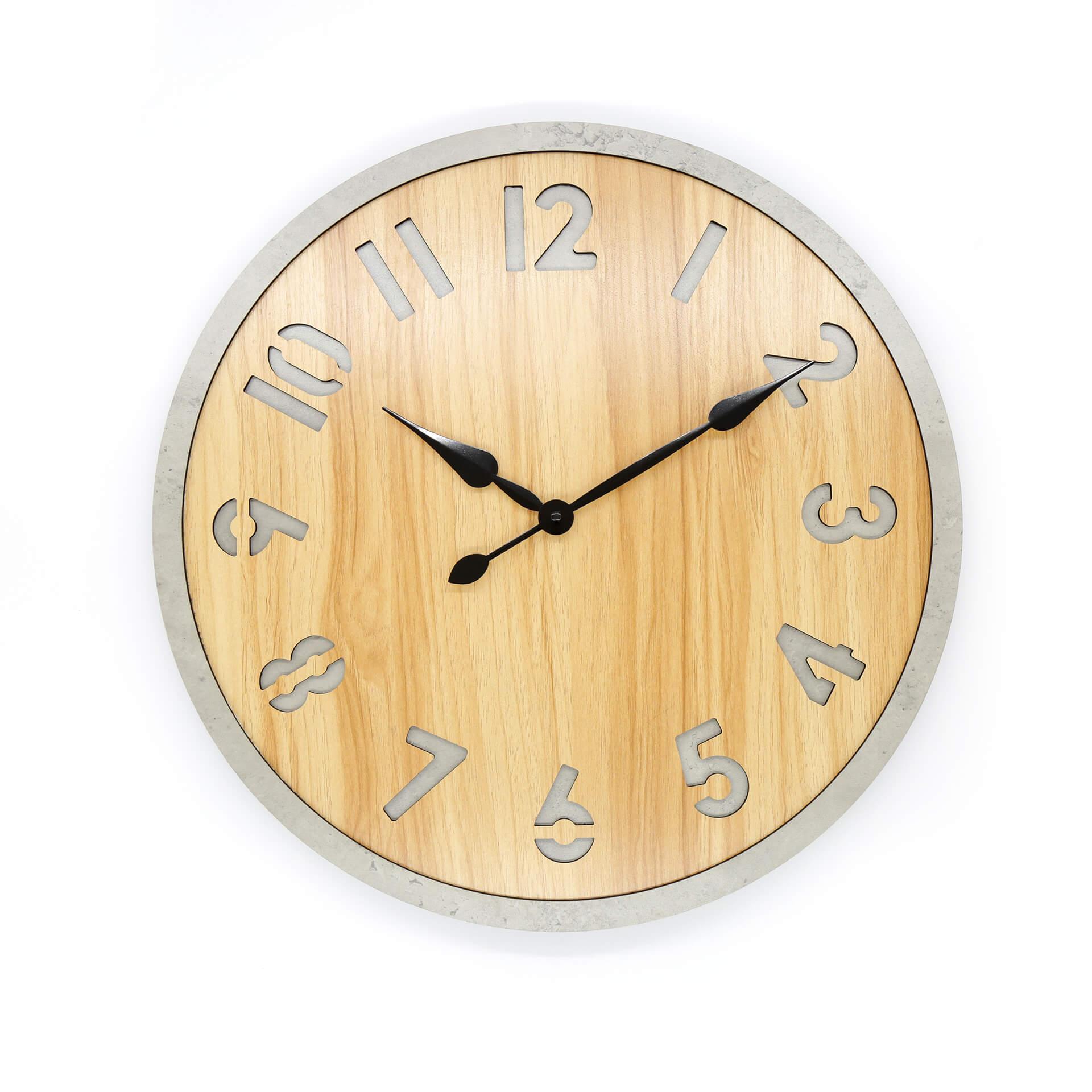 MDF Wanduhr in Holzoptik - Rund Ø50 cm